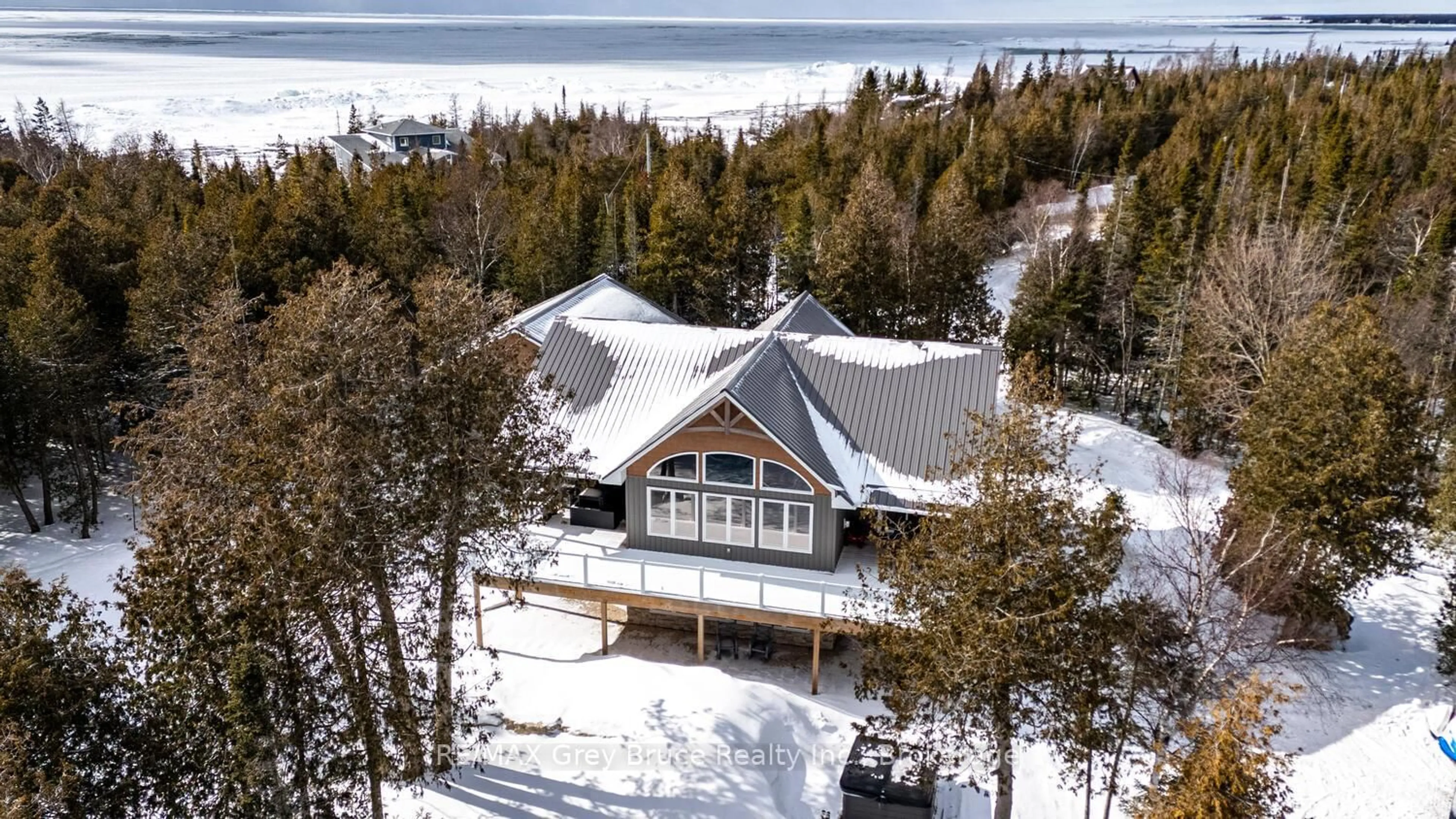 A pic from outside/outdoor area/front of a property/back of a property/a pic from drone, water/lake/river/ocean view for 87 Silverside Point Rd, Northern Bruce Peninsula Ontario N0H 1Z0