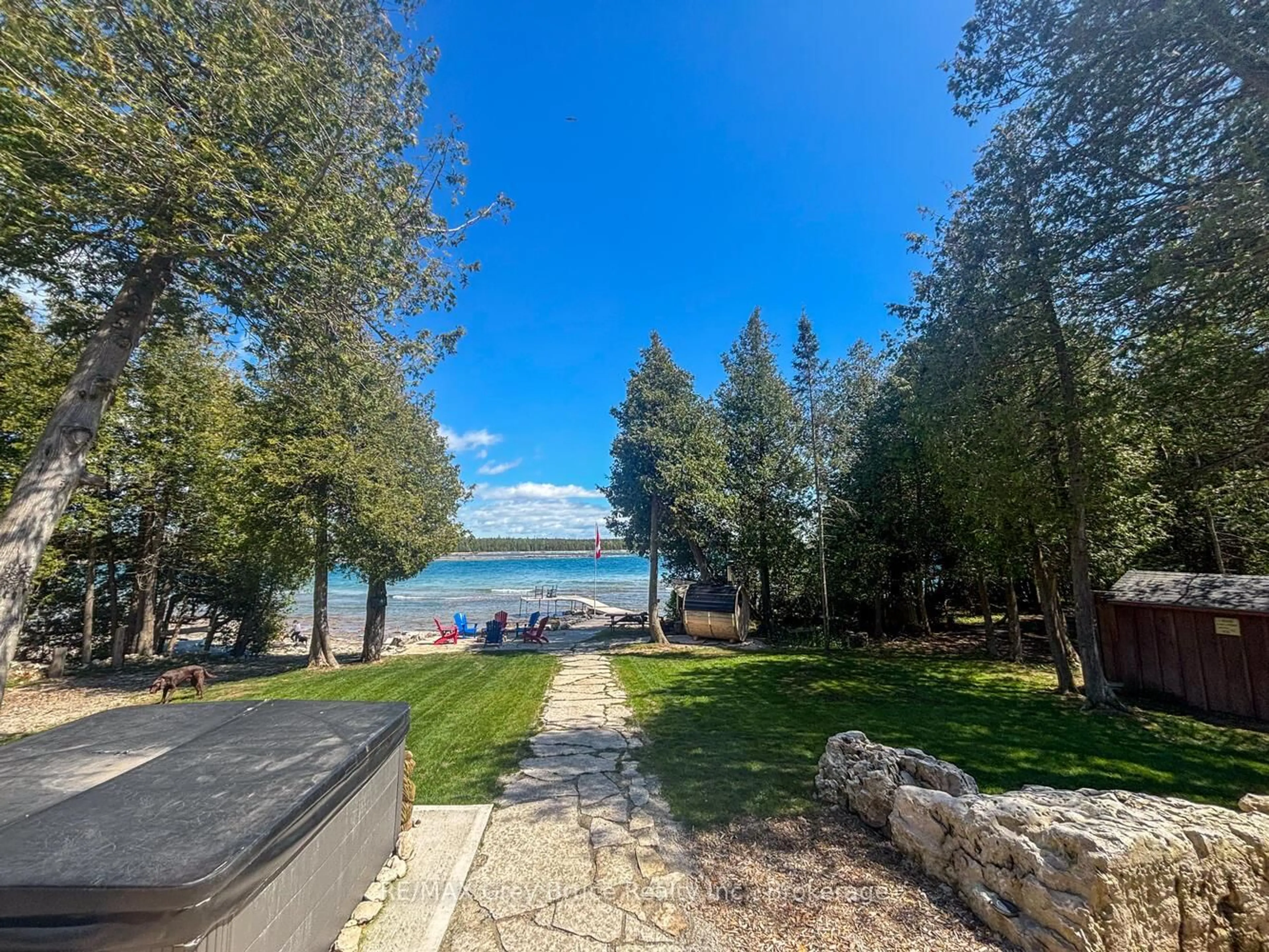 A pic from outside/outdoor area/front of a property/back of a property/a pic from drone, water/lake/river/ocean view for 87 Silverside Point Rd, Northern Bruce Peninsula Ontario N0H 1Z0