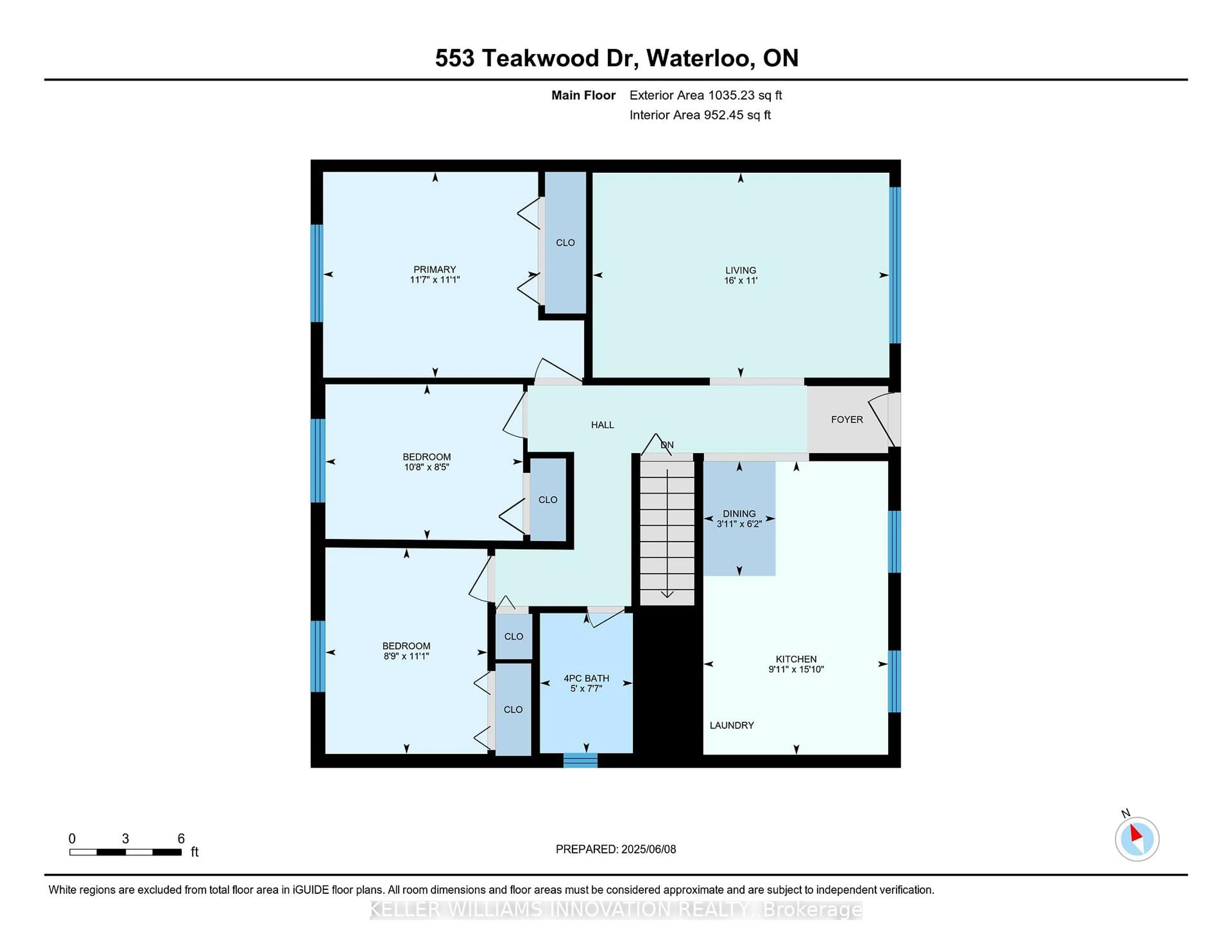 Floor plan for 553 Teakwood Dr, Waterloo Ontario N2L 4L5