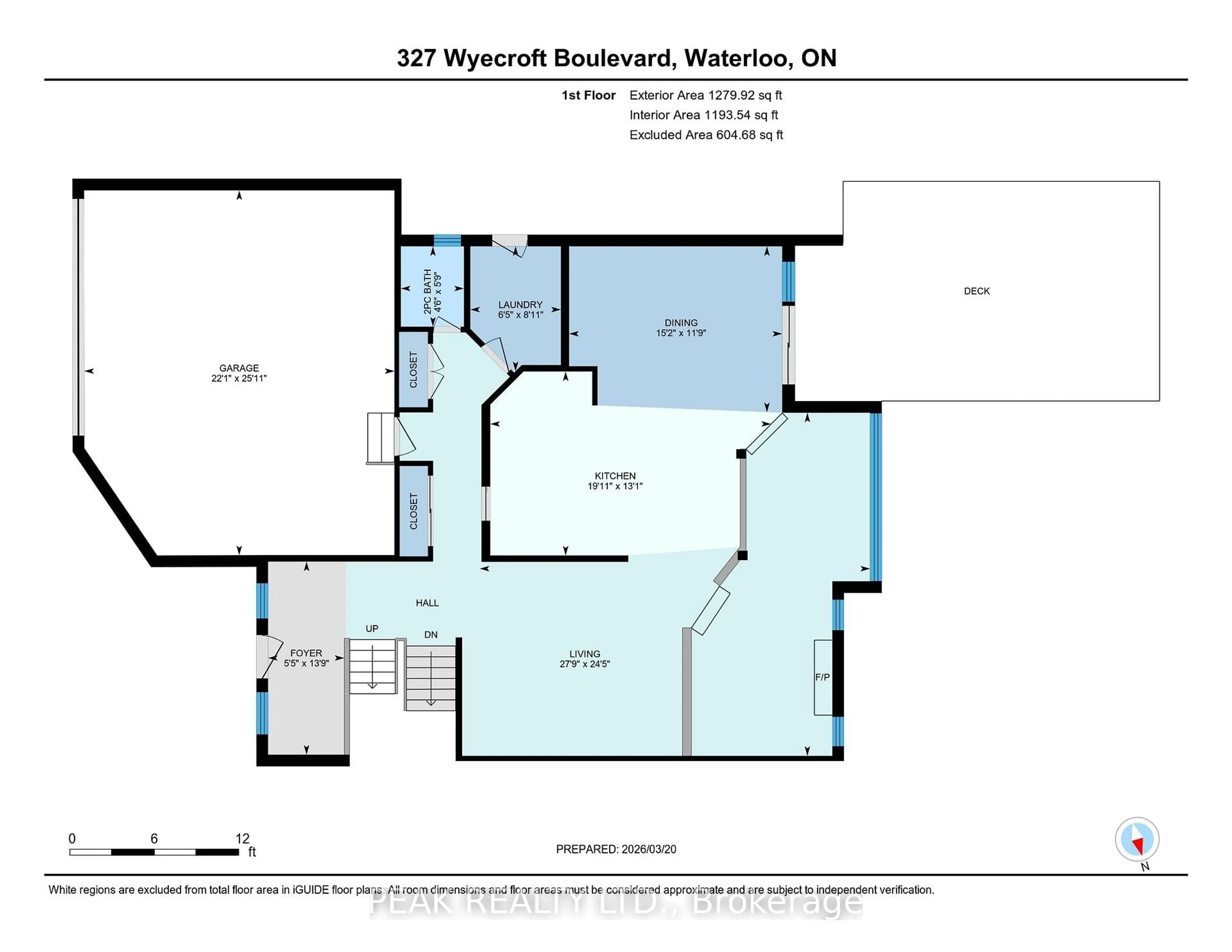 Floor plan for 327 Wyecroft Blvd, Waterloo Ontario N2T 2H3