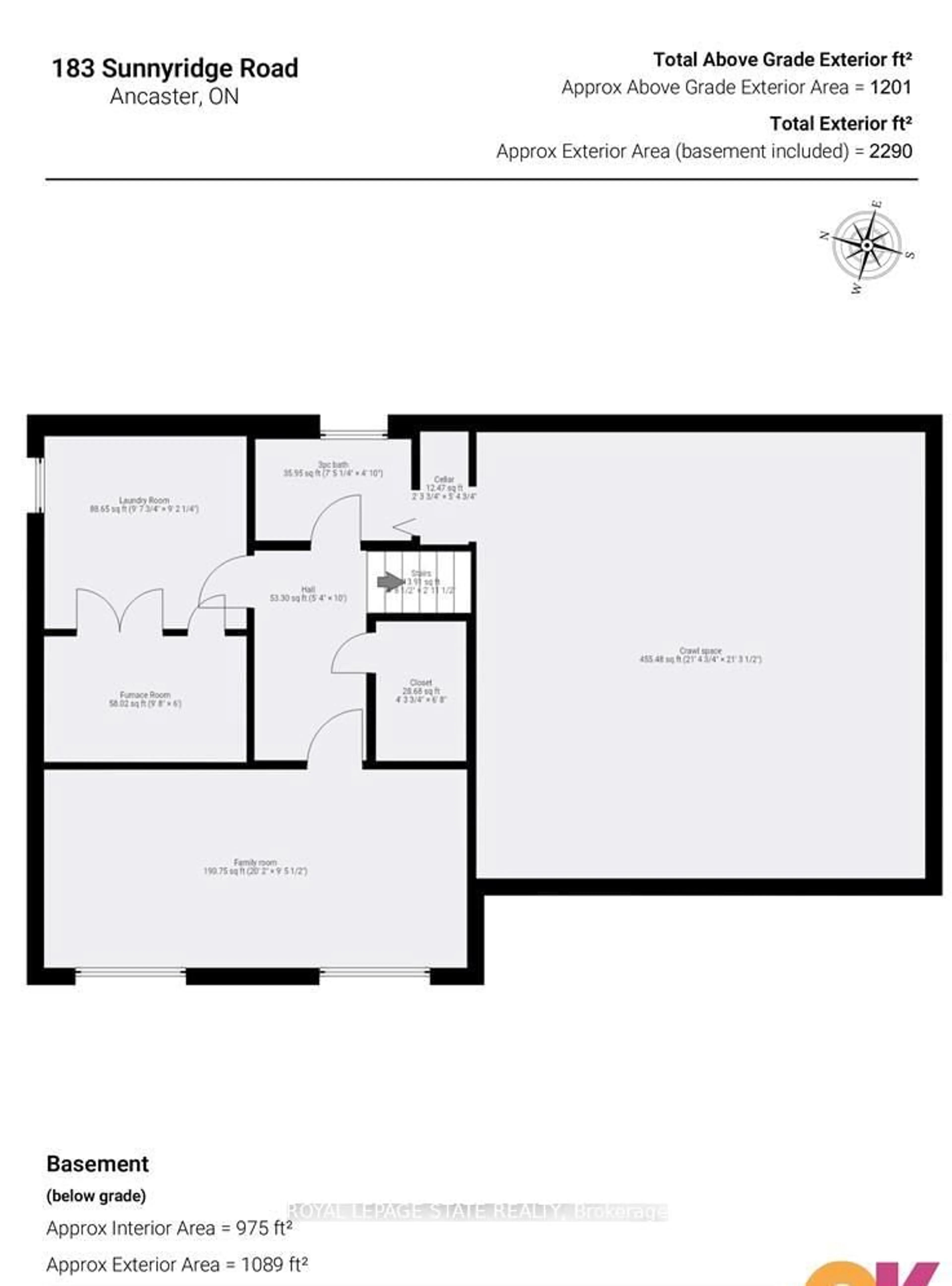 Floor plan for 183 Sunnyridge Rd, Hamilton Ontario L0R 1R0