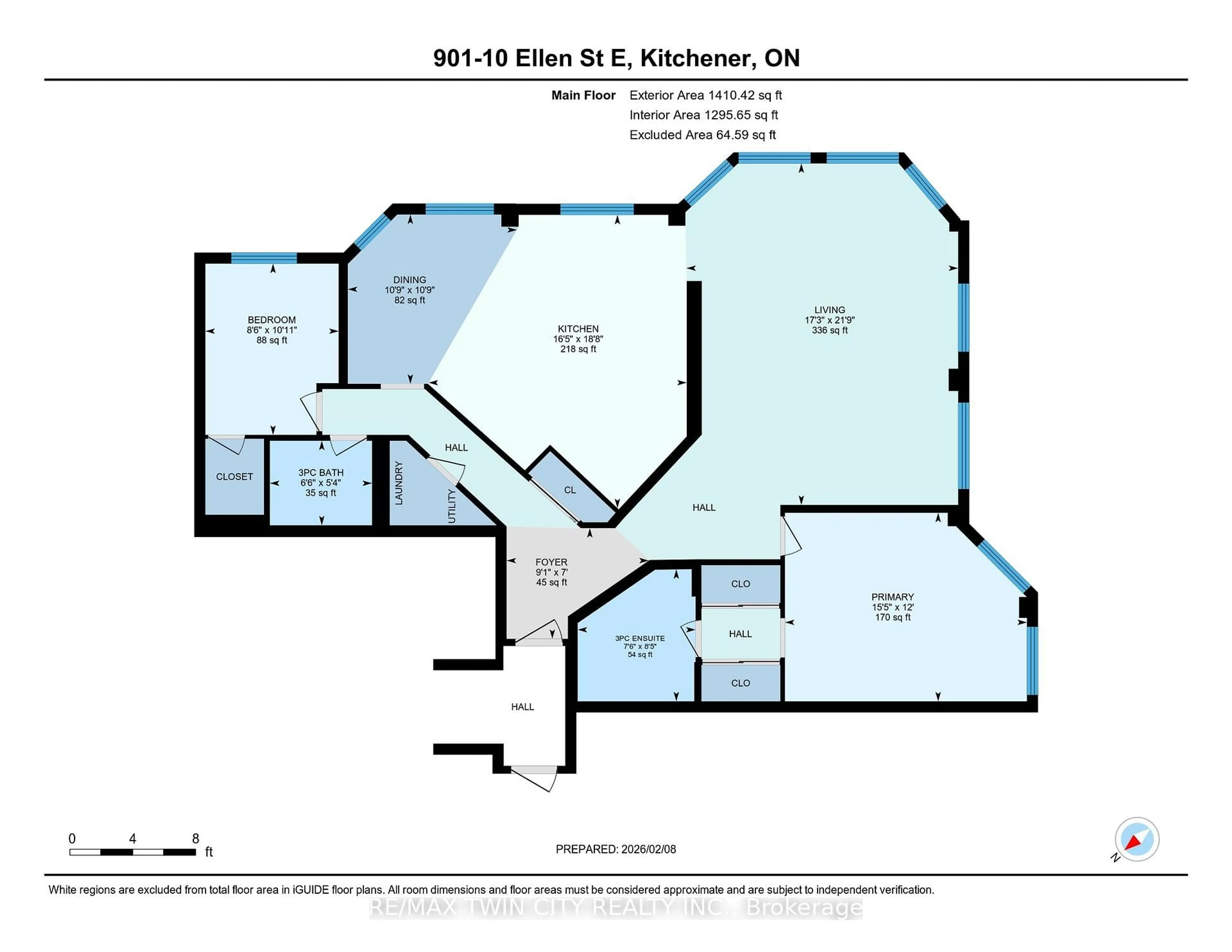 Floor plan for 10 Ellen St #901, Kitchener Ontario N2H 6R8