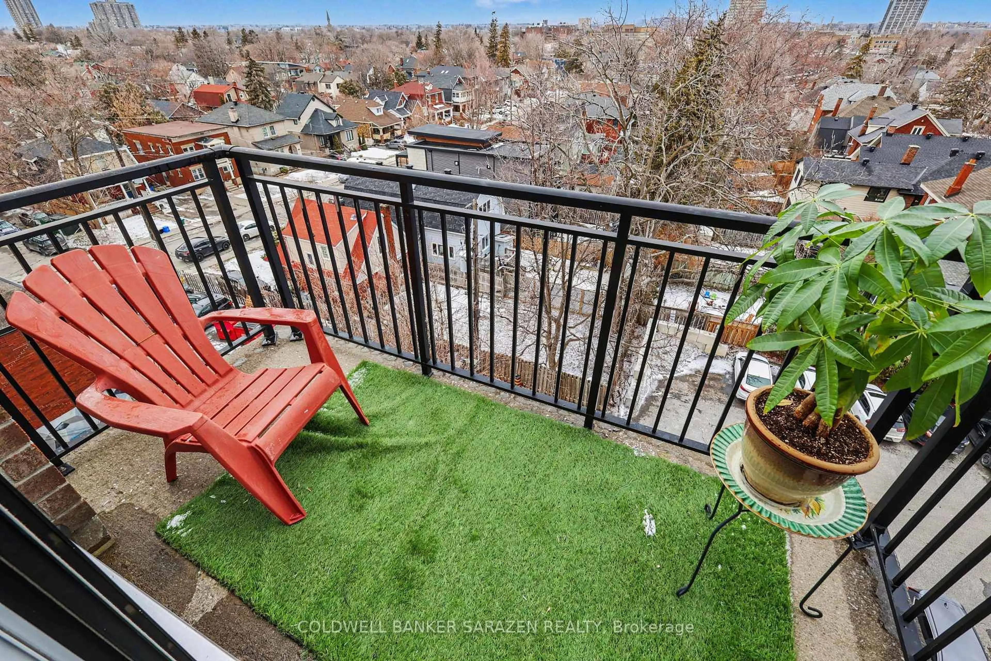 Patio, city buildings view from balcony for 150 Caroline Ave #507, Ottawa Ontario K1Y 4X8