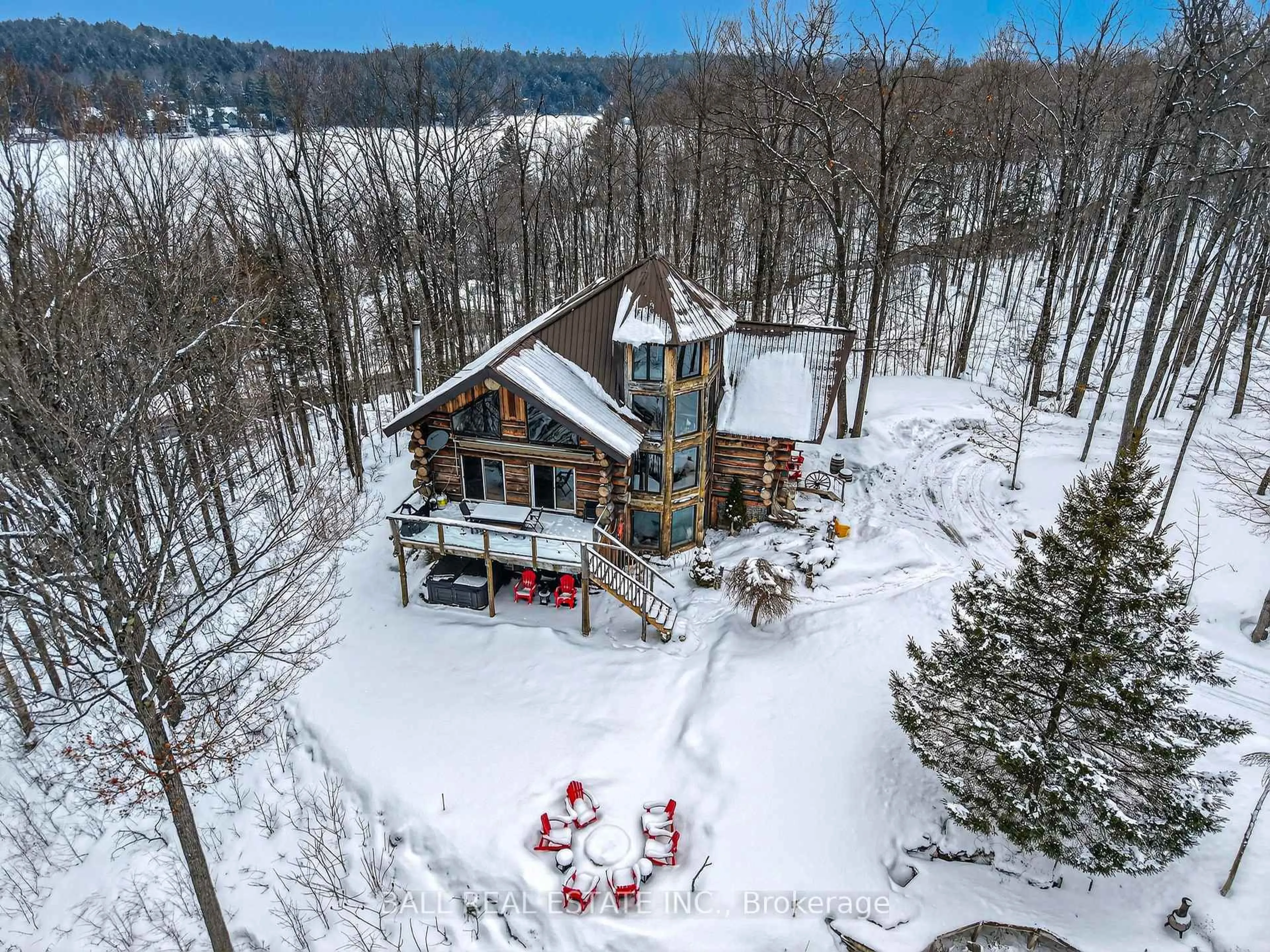 A pic from outside/outdoor area/front of a property/back of a property/a pic from drone, water/lake/river/ocean view for 4107 County Rd 507, Trent Lakes Ontario K0L 1J0