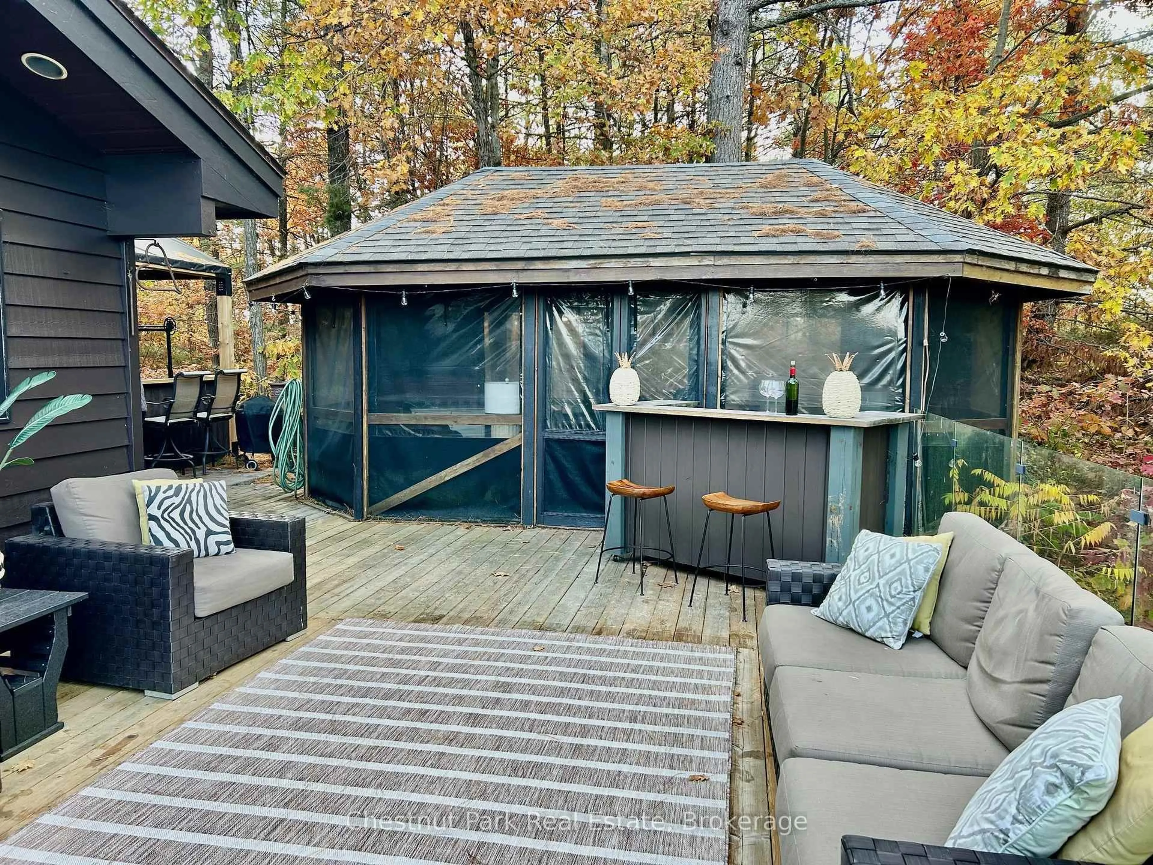 Patio, forest/trees view for 5600 Kahshe Lake, Gravenhurst Ontario P1P 1R6