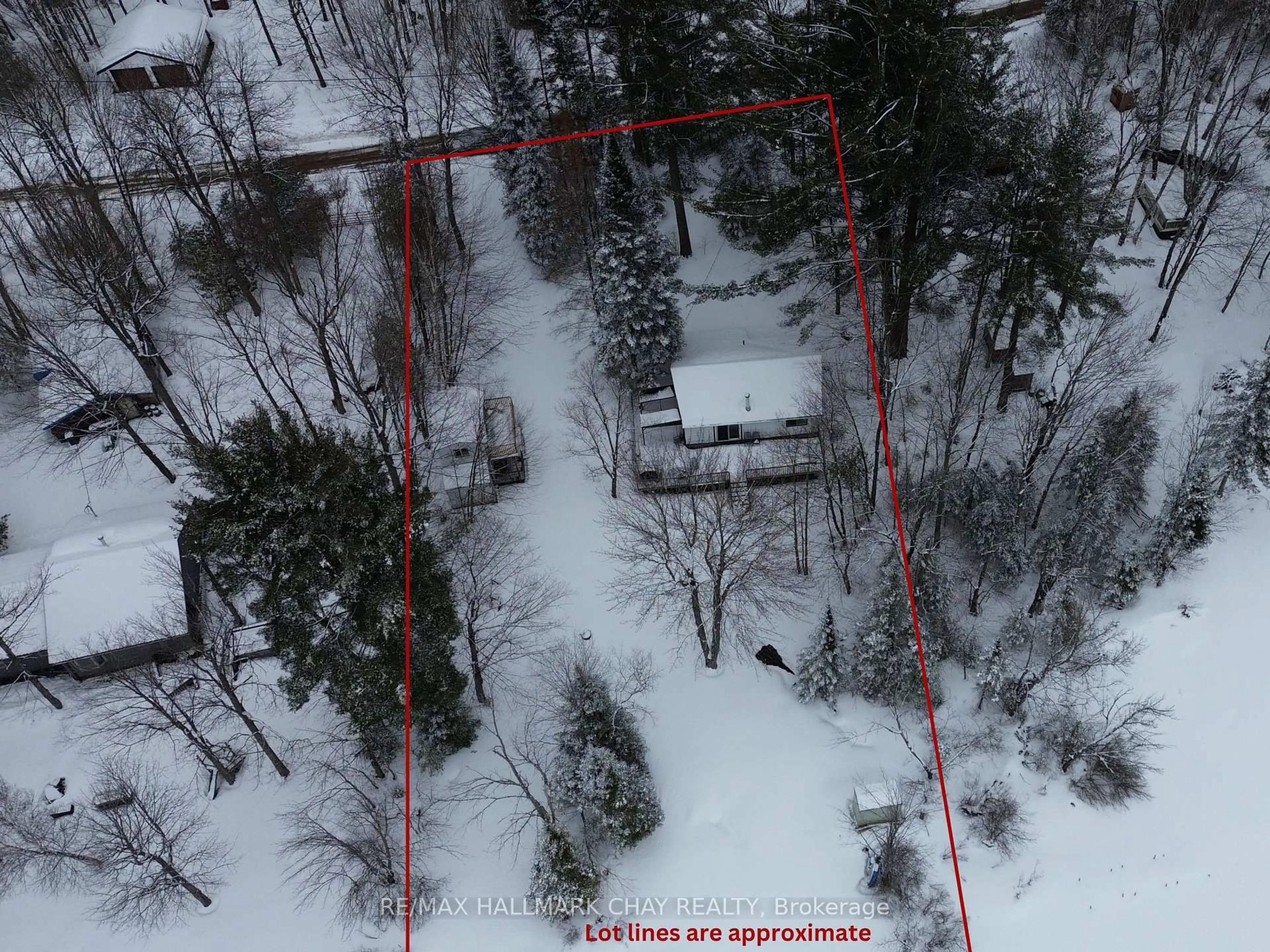 A pic from outside/outdoor area/front of a property/back of a property/a pic from drone, forest/trees view for 51 Bayside Dr, McMurrich/Monteith Ontario P0A 1Y0