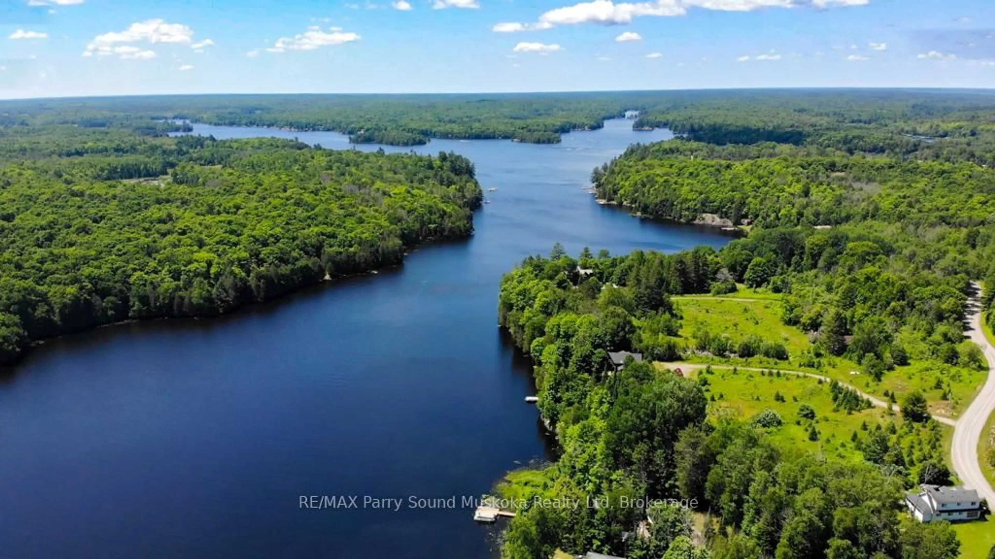 A pic from outside/outdoor area/front of a property/back of a property/a pic from drone, water/lake/river/ocean view for 20 GOLDEN HORSESHOE Lane, Whitestone Ontario P0A 1G0