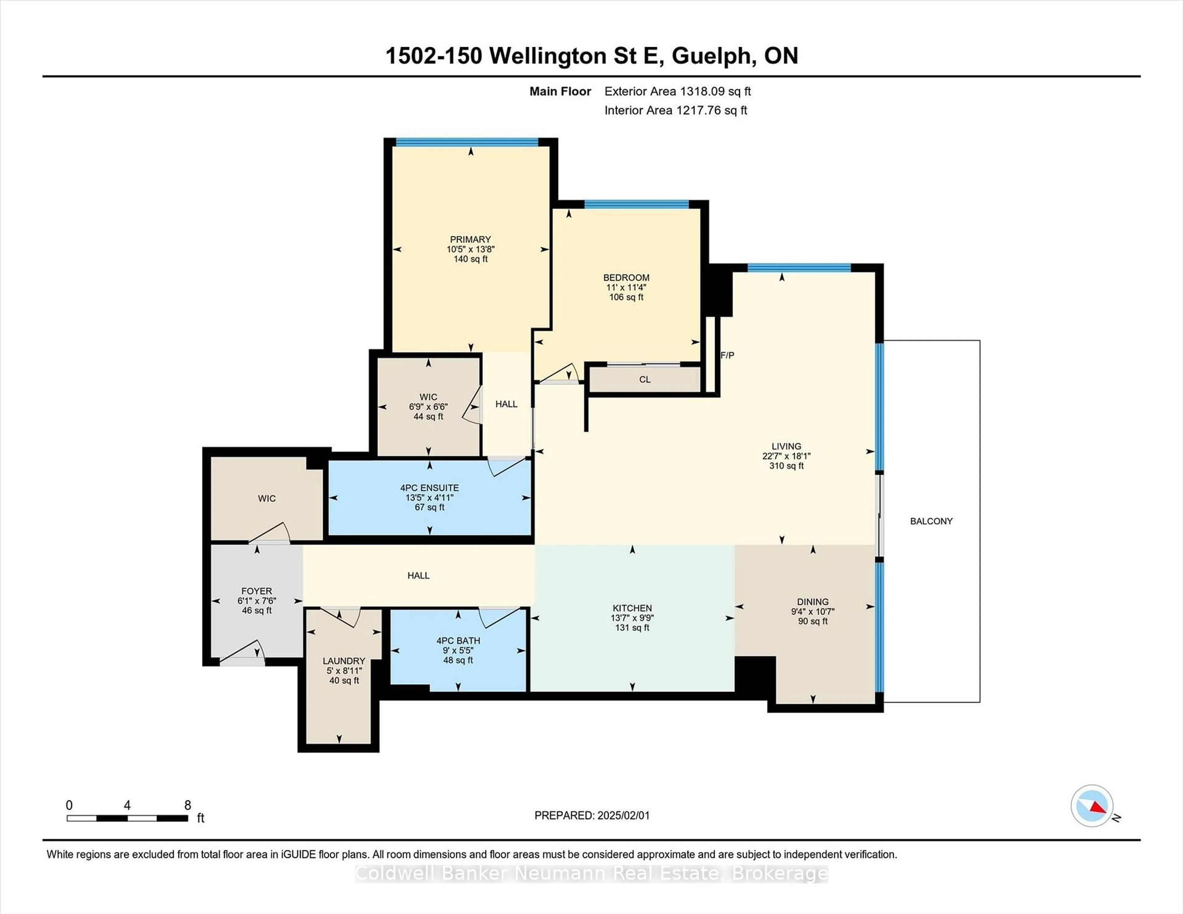 Floor plan for 150 Wellington St #1502, Guelph Ontario N1H 3R2