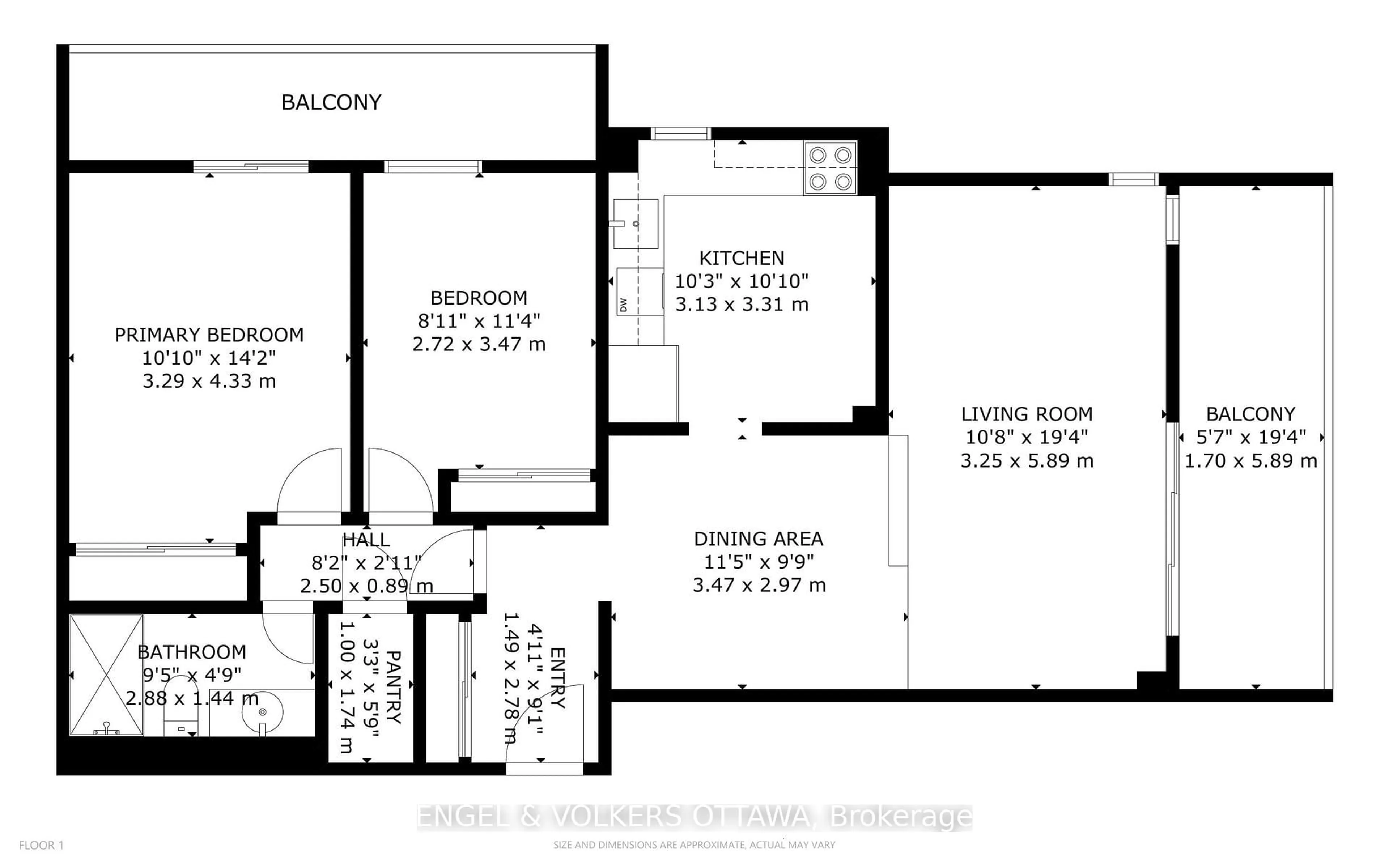 Floor plan for 1171 Ambleside Dr #606, Ottawa Ontario K2B 8E1