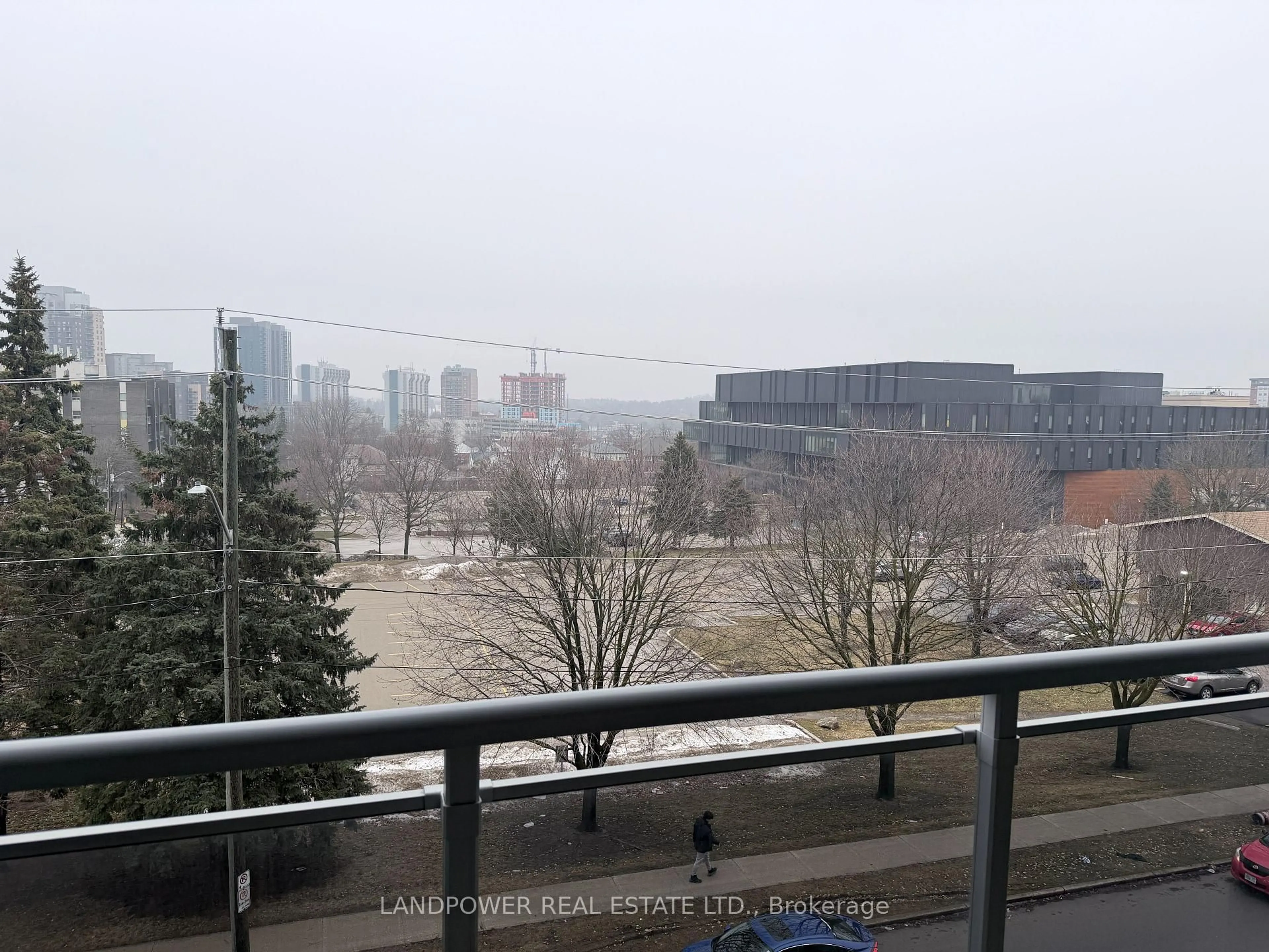 Balcony in the apartment, city buildings view from balcony for 251 Hemlock St #502, Waterloo Ontario N2L 3R4