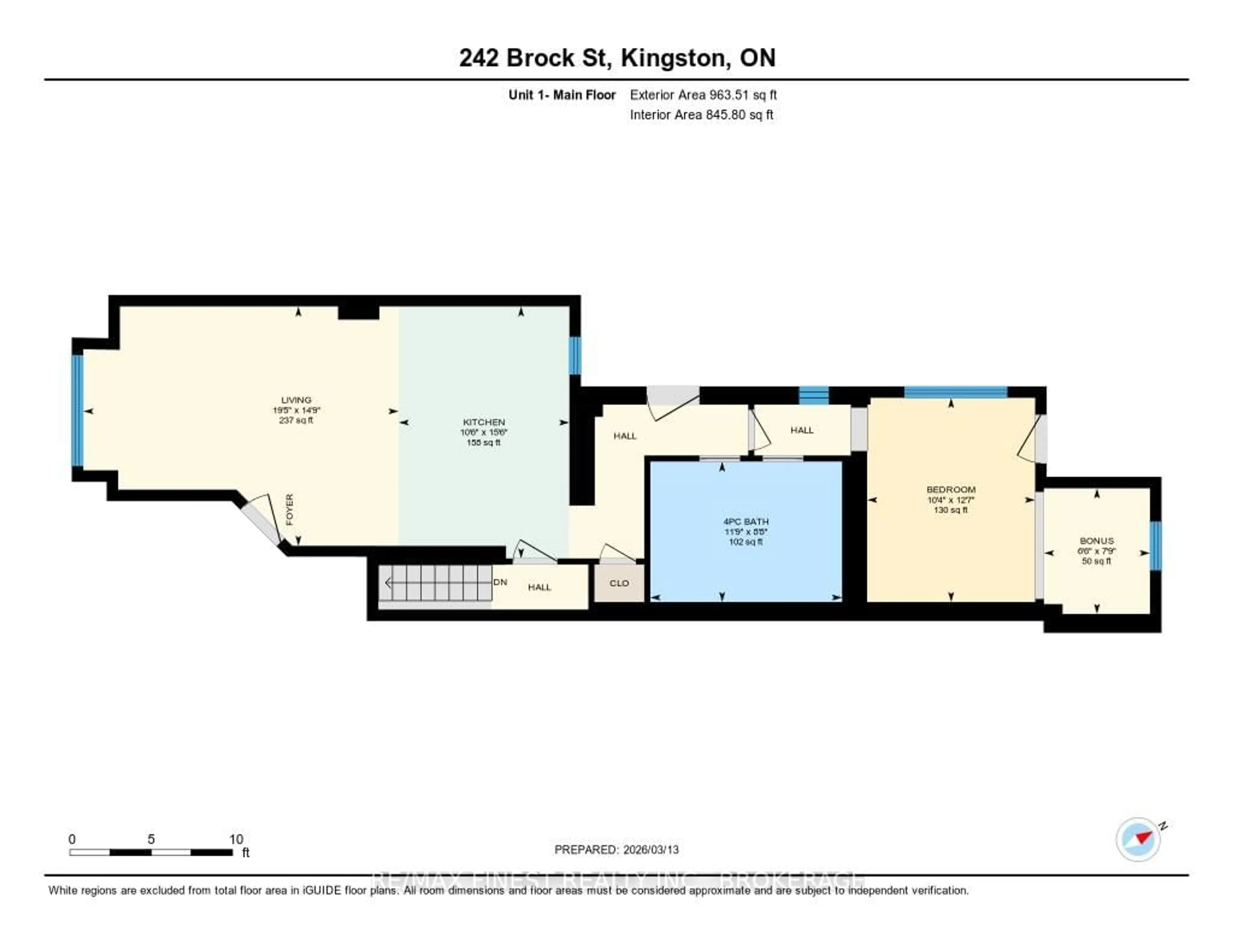 Floor plan for 242 Brock St, Kingston Ontario K7L 1S4