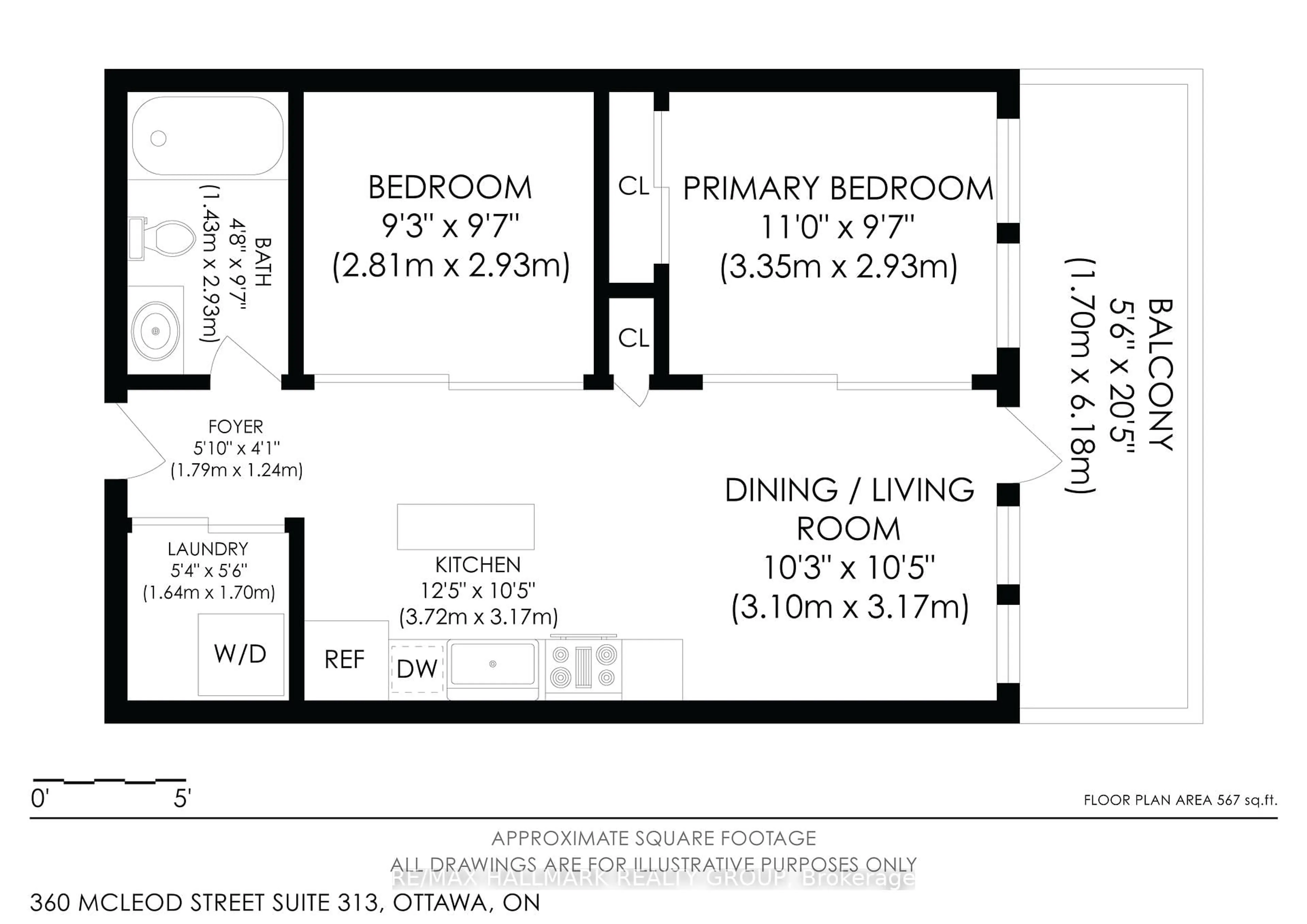 Floor plan for 360 McLeod St #313, Ottawa Ontario K2P 1A9