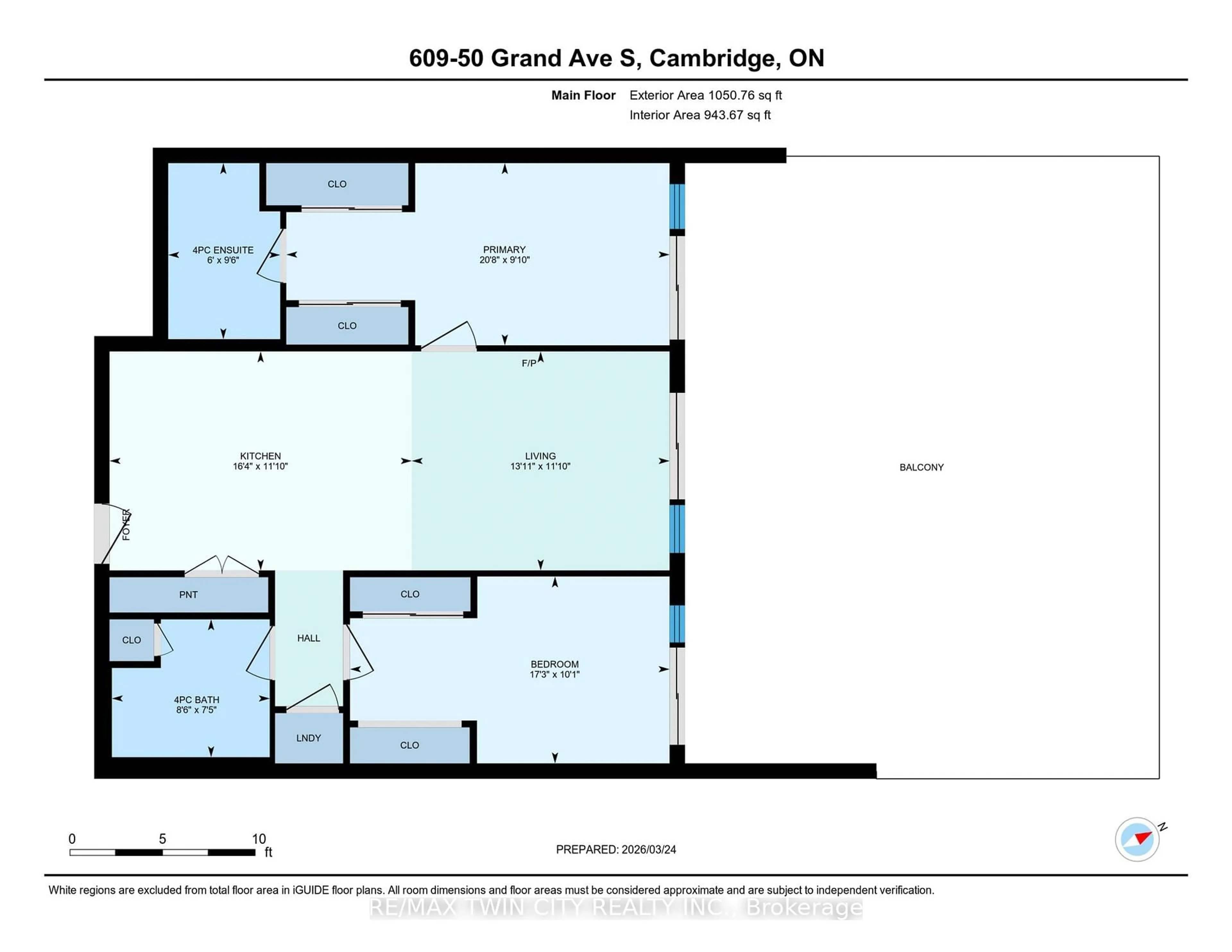 Floor plan for 50 Grand Ave #609, Cambridge Ontario N1S 0C2
