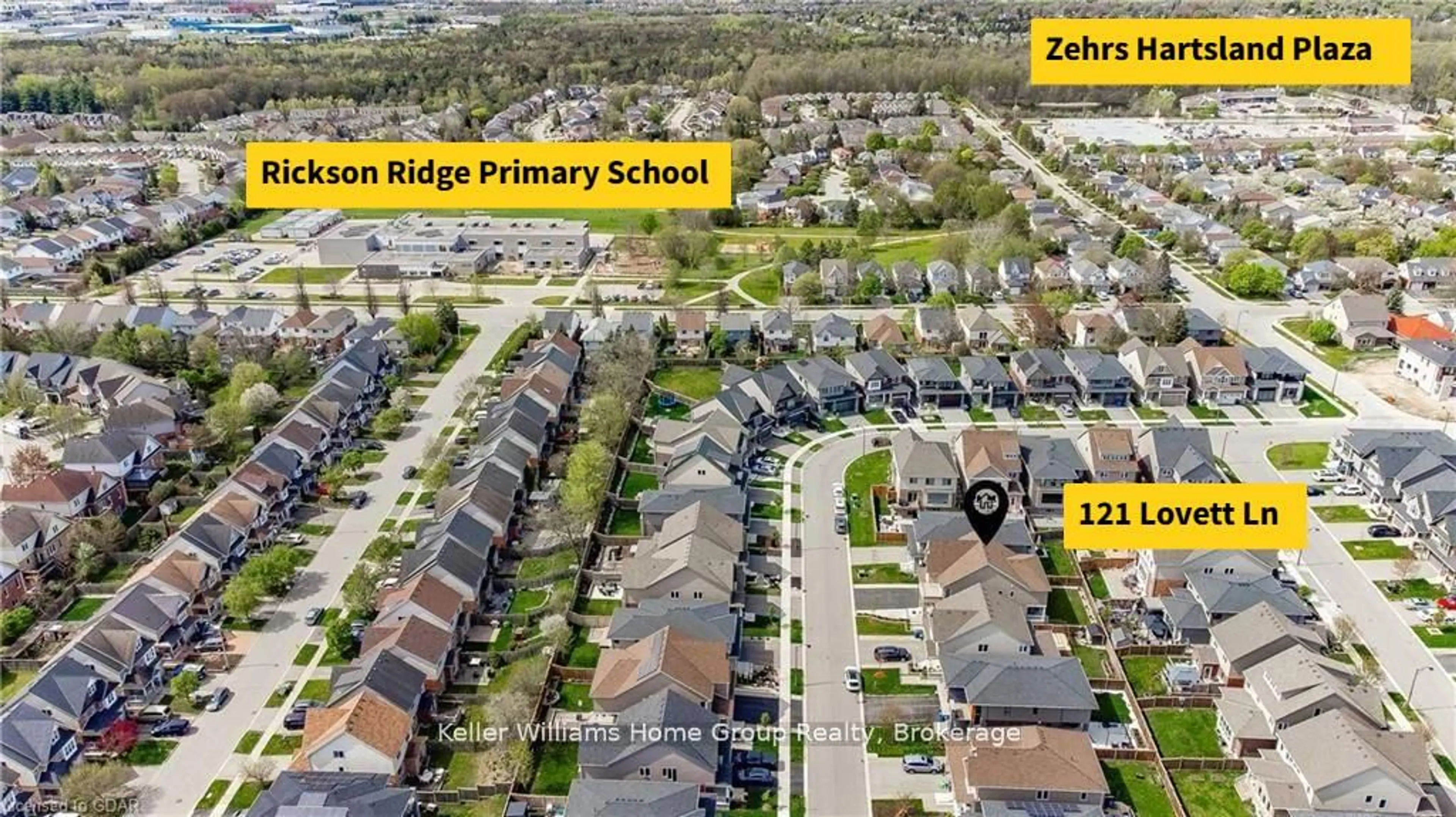 A pic from outside/outdoor area/front of a property/back of a property/a pic from drone, street for 121 LOVETT LANE, Guelph Ontario N1G 0H1