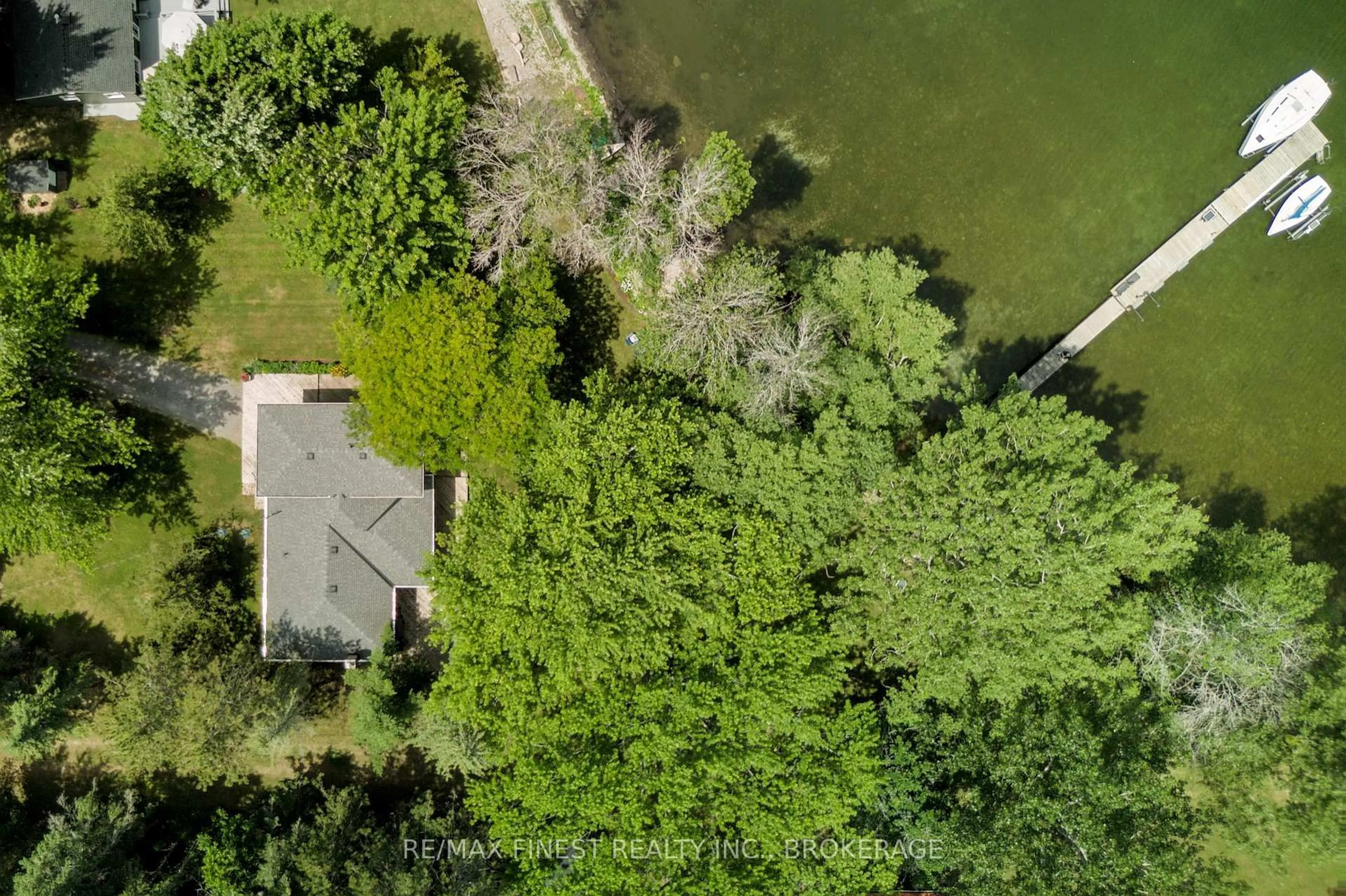A pic from outside/outdoor area/front of a property/back of a property/a pic from drone, water/lake/river/ocean view for 120 Drumgoole Lane, Stella Ontario K0H 2S0