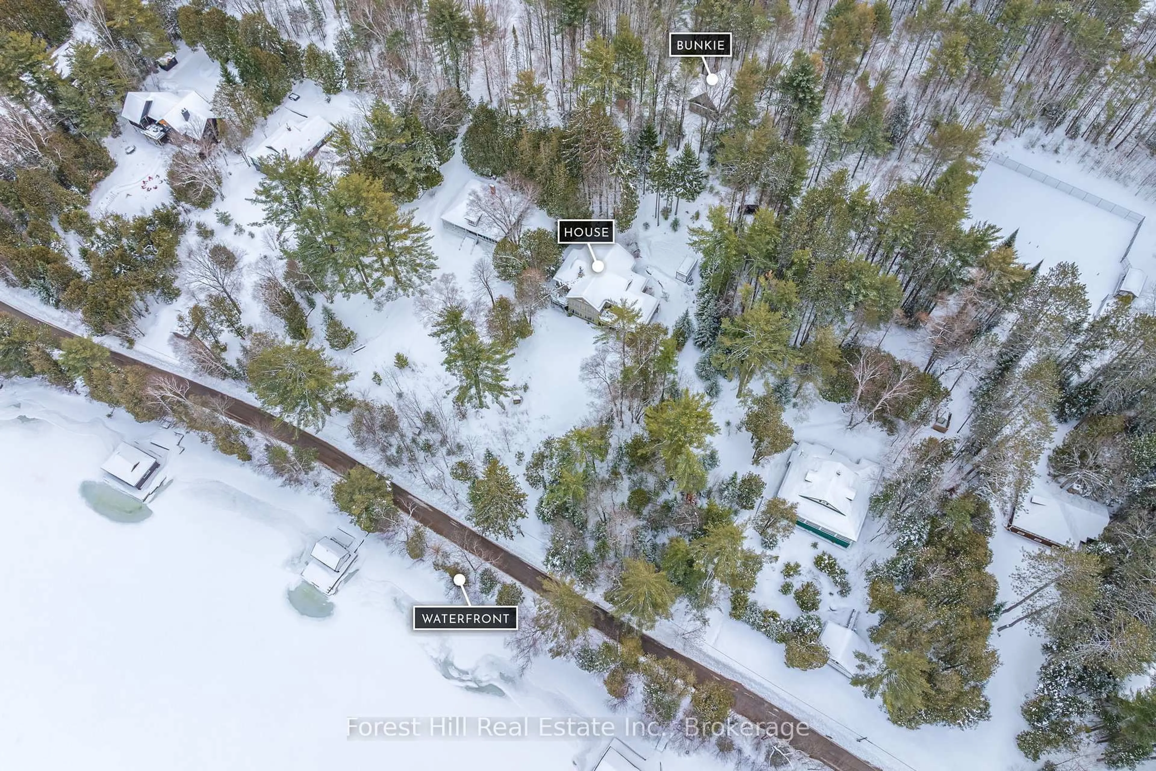 A pic from outside/outdoor area/front of a property/back of a property/a pic from drone, forest/trees view for 1101 Glenmount Rd, Lake of Bays Ontario P0B 1A0