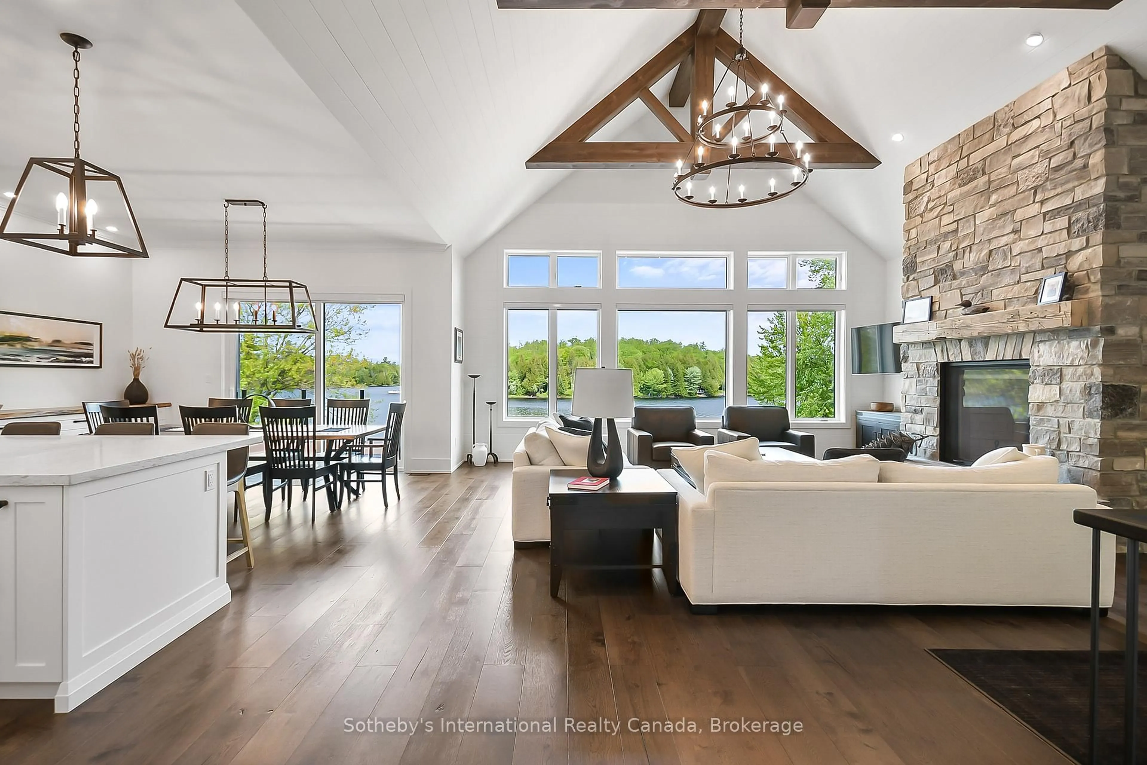 Open concept kitchen, wood/laminate floor for 19 Bears Paw, Whitestone Ontario P0A 1G0