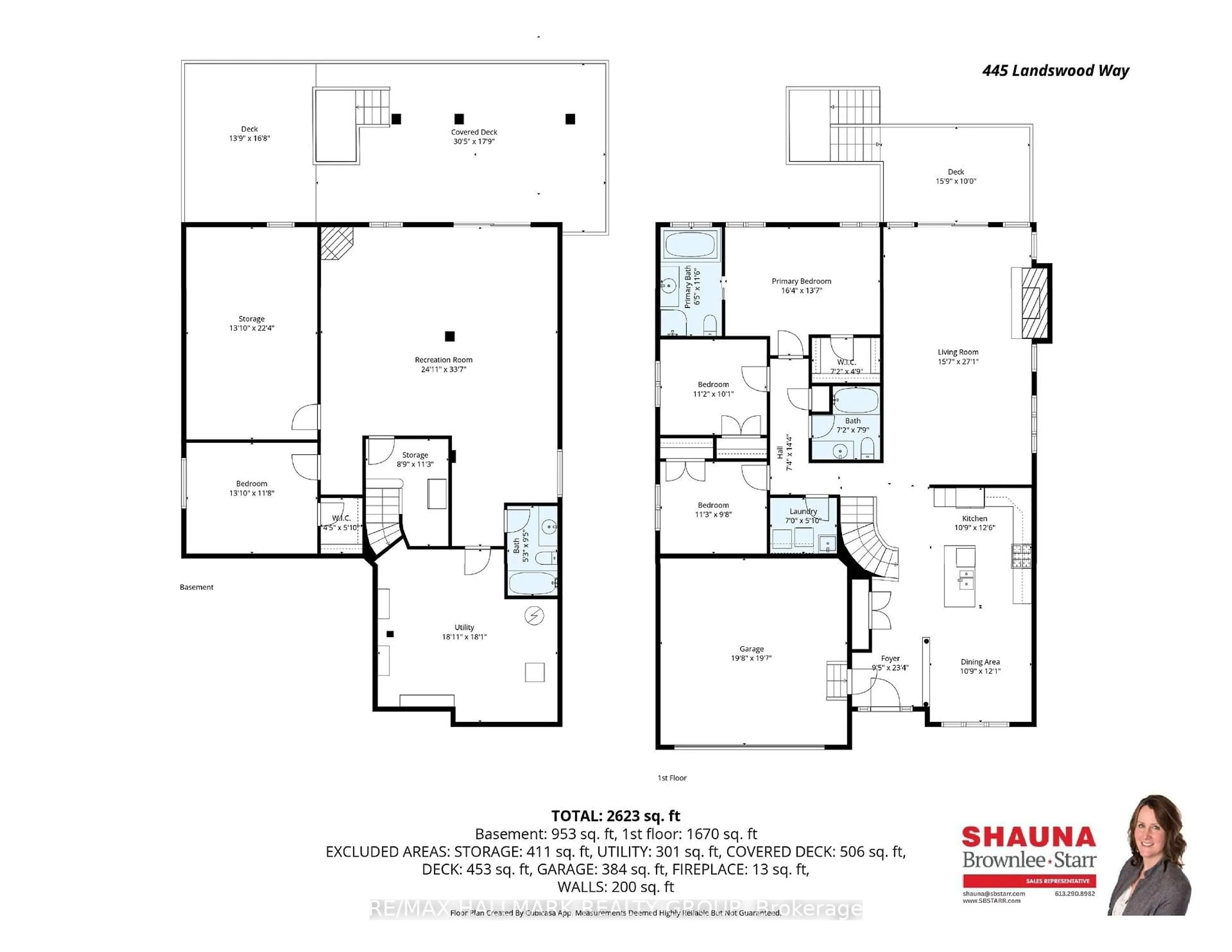 Floor plan for 445 Landswood Way, Ottawa Ontario K2S 0A4