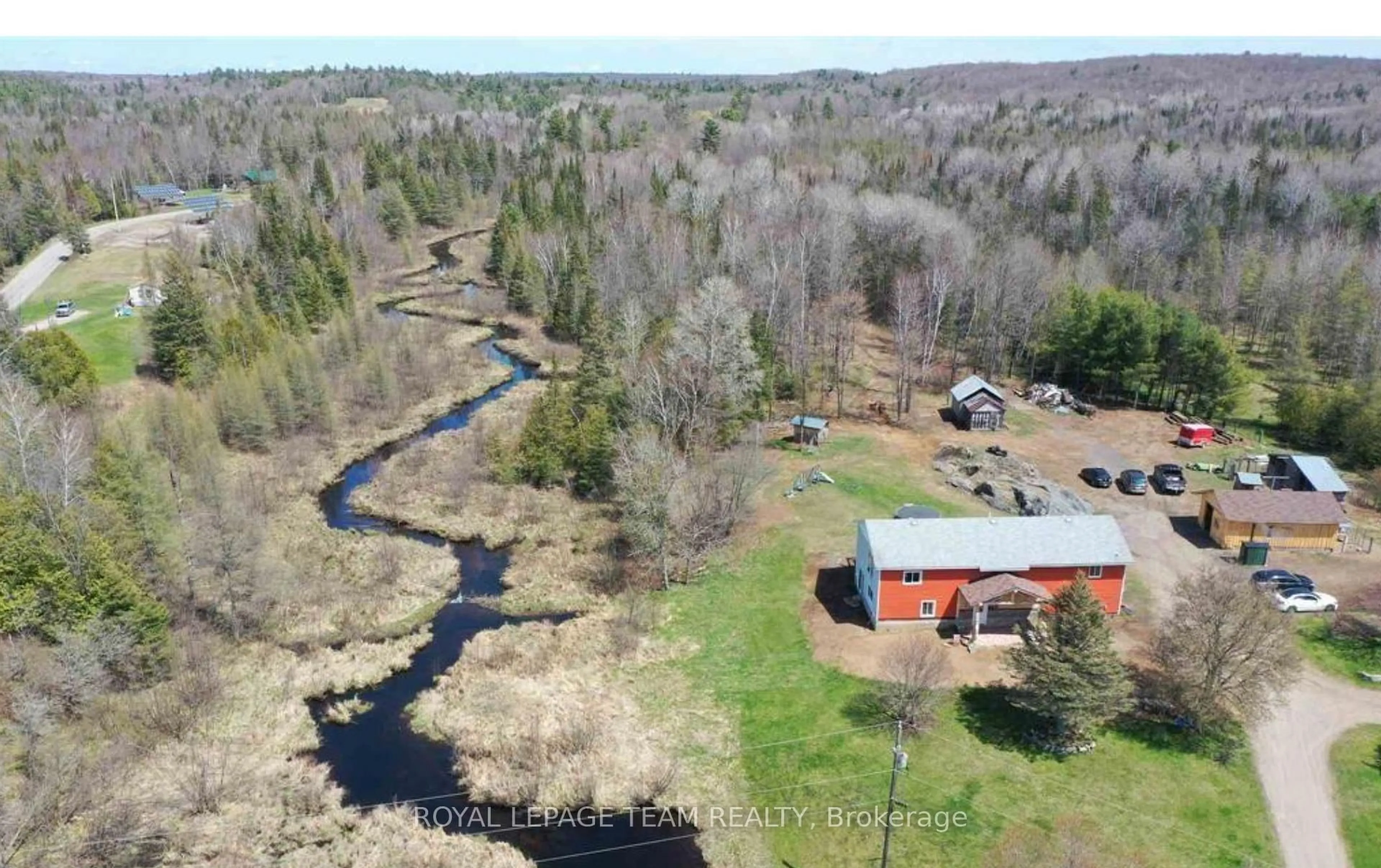 A pic from outside/outdoor area/front of a property/back of a property/a pic from drone, water/lake/river/ocean view for 4237 Bell Line Rd, Mountain Grove Ontario K0H 2E0