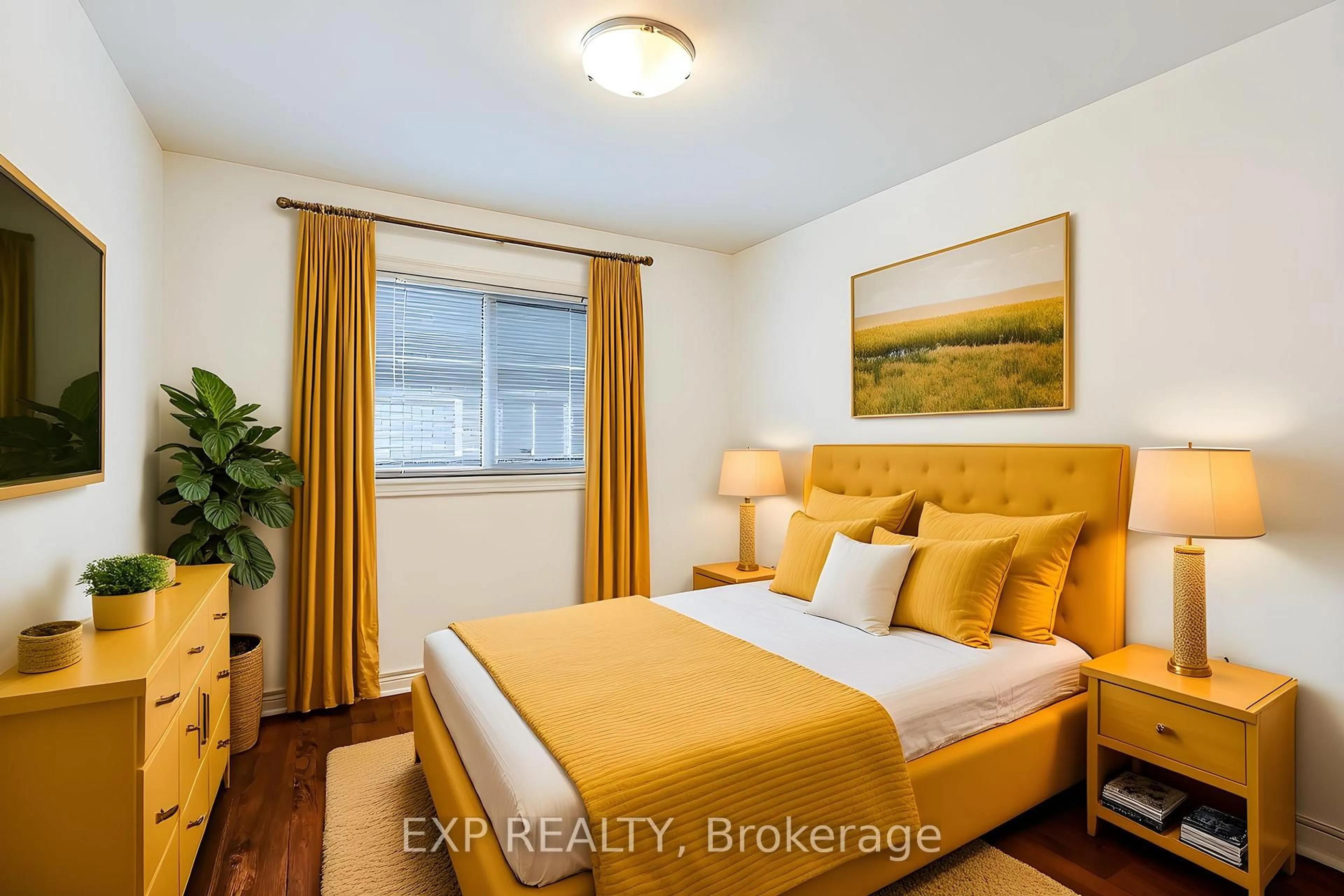 Bedroom with bed, wood/laminate floor for 28 Loretta Dr, Niagara-on-the-Lake Ontario L0S 1T0