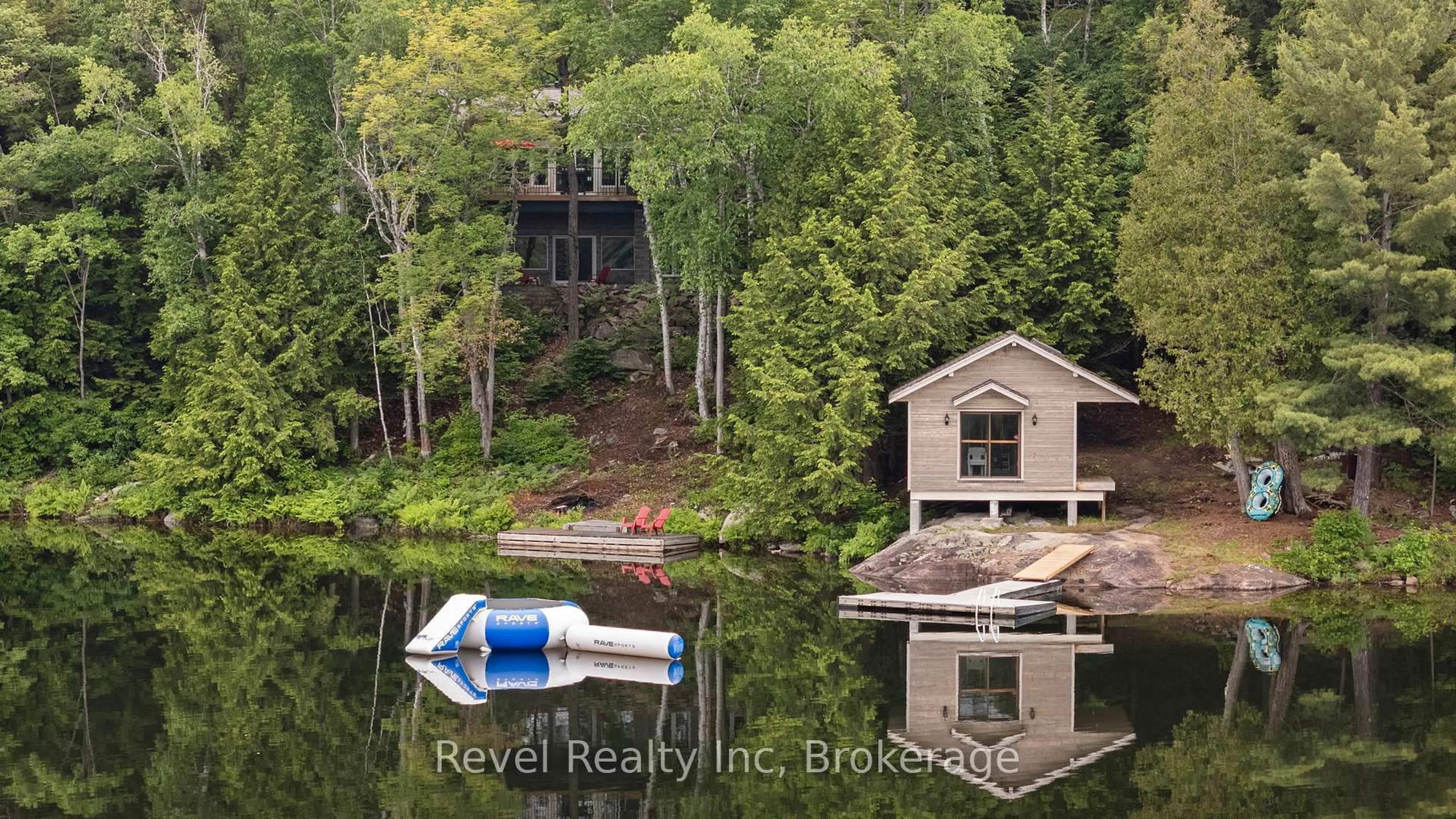 A pic from outside/outdoor area/front of a property/back of a property/a pic from drone, water/lake/river/ocean view for 30 Sparrow Rd, Seguin Ontario P0C 1J0