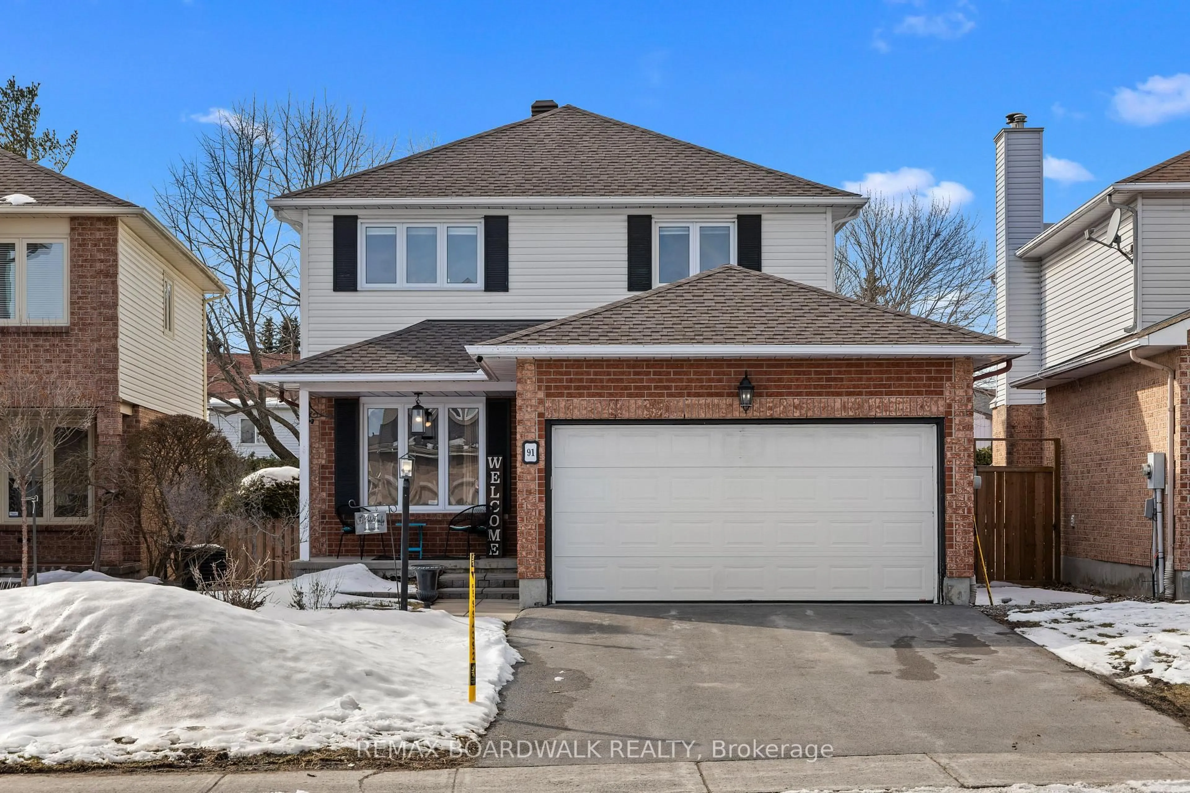 Home with brick exterior material, street for 91 Equestrian Dr, Ottawa Ontario K2M 1H7