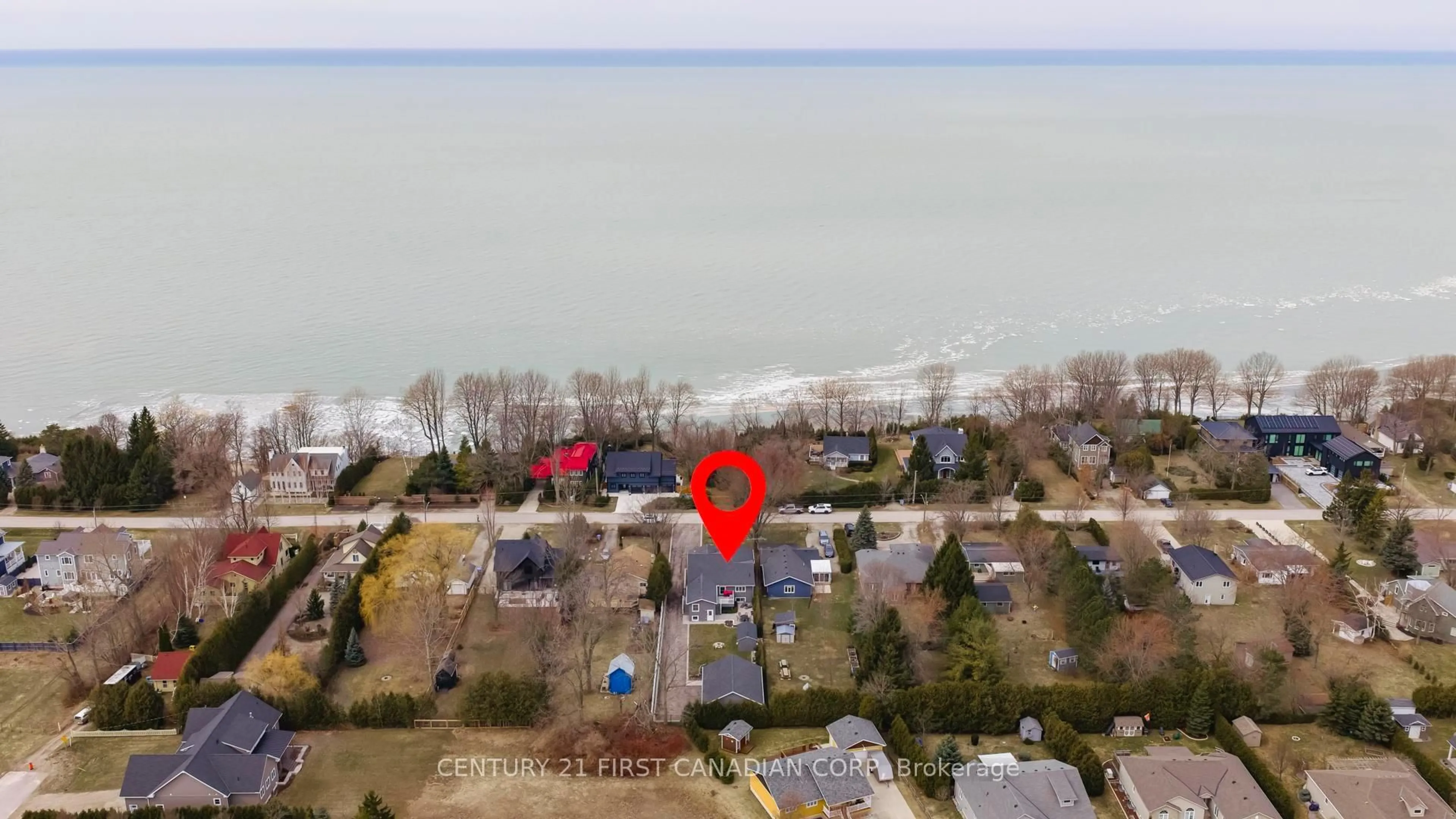 A pic from outside/outdoor area/front of a property/back of a property/a pic from drone, water/lake/river/ocean view for 96 Tuyll St, Bluewater Ontario N0M 1G0