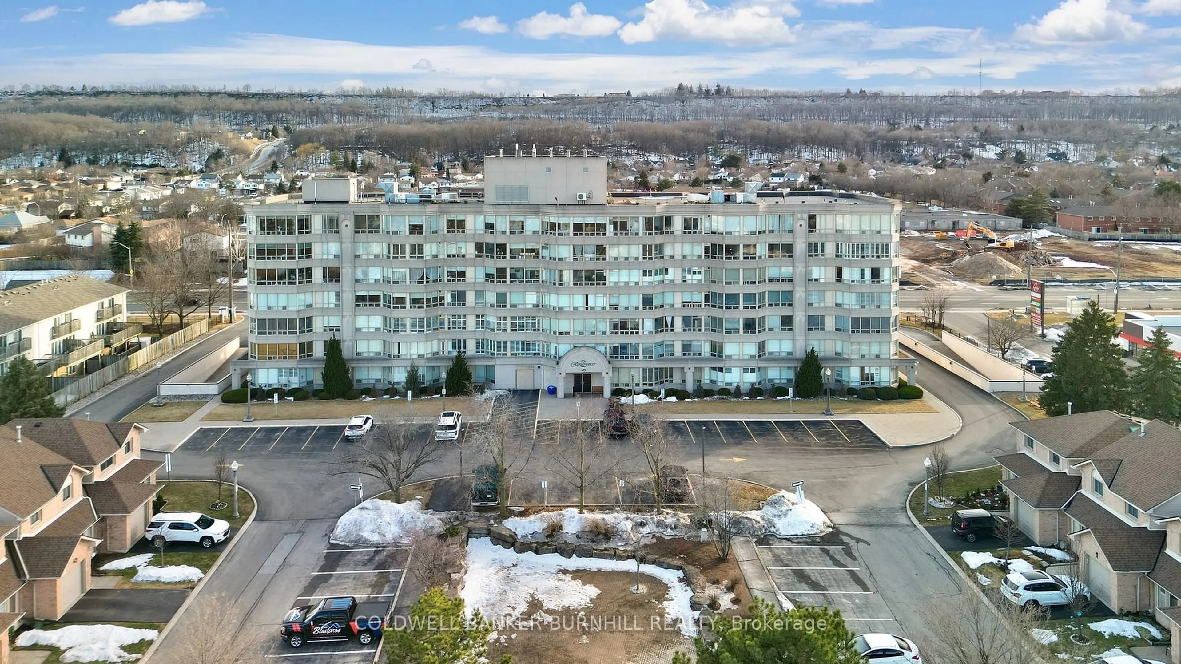 A pic from outside/outdoor area/front of a property/back of a property/a pic from drone, city buildings view from balcony for 495 Highway 8 #112, Hamilton Ontario L8G 5E1