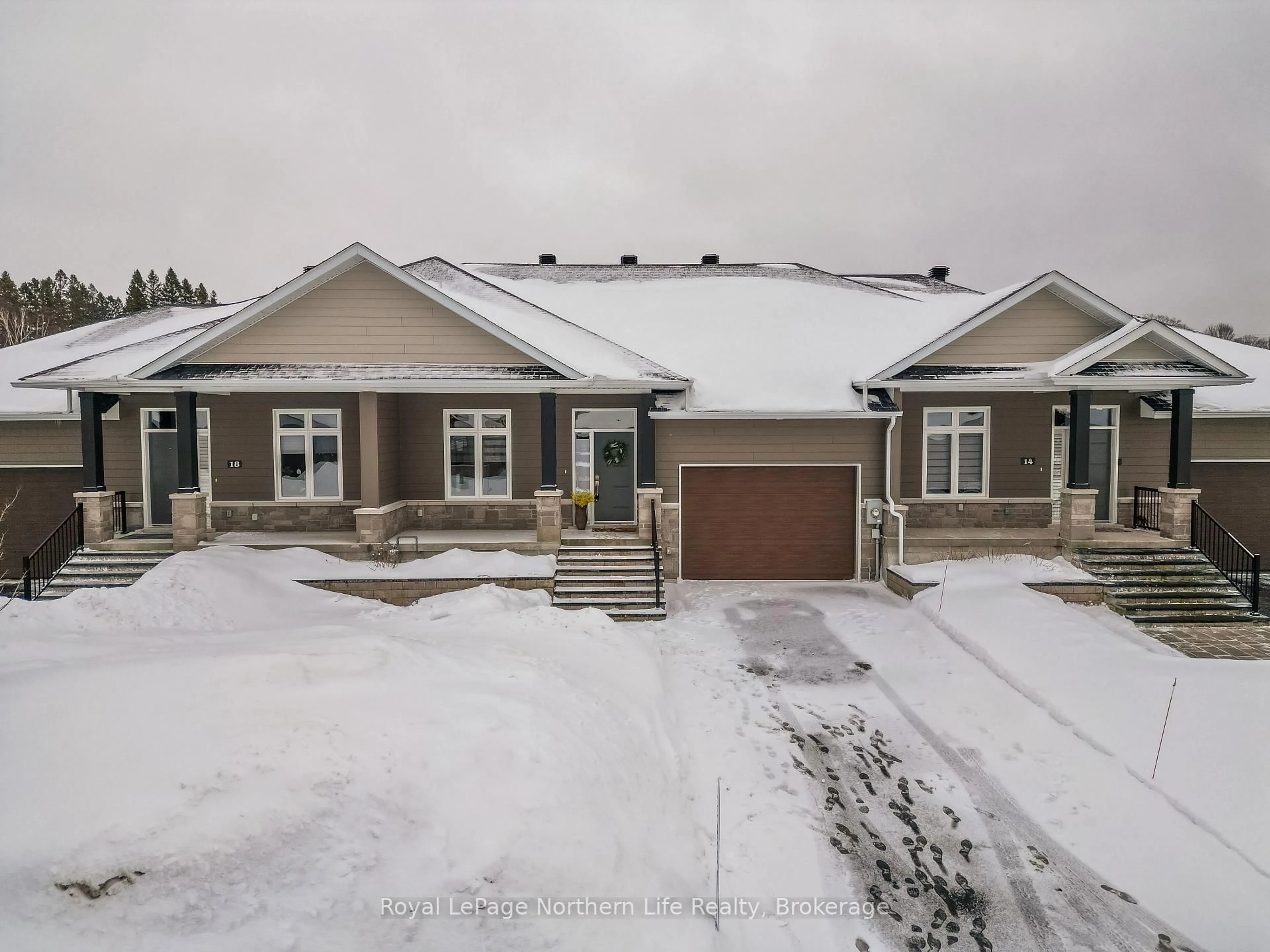 A pic from outside/outdoor area/front of a property/back of a property/a pic from drone, street for 16 Silver Maple Lane, North Bay Ontario P1C 0B5