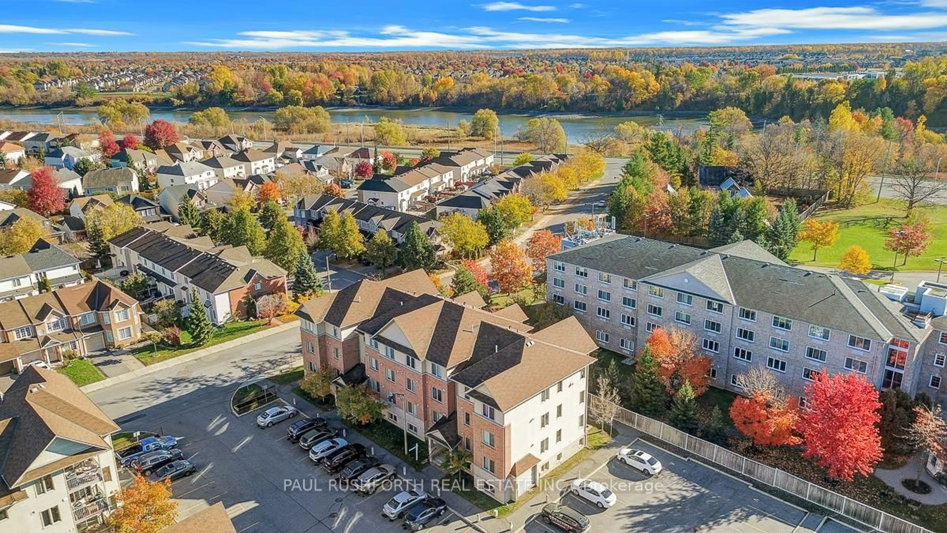 A pic from outside/outdoor area/front of a property/back of a property/a pic from drone, water/lake/river/ocean view for 510 Stonefield Private #2, Ottawa Ontario K2G 4R3