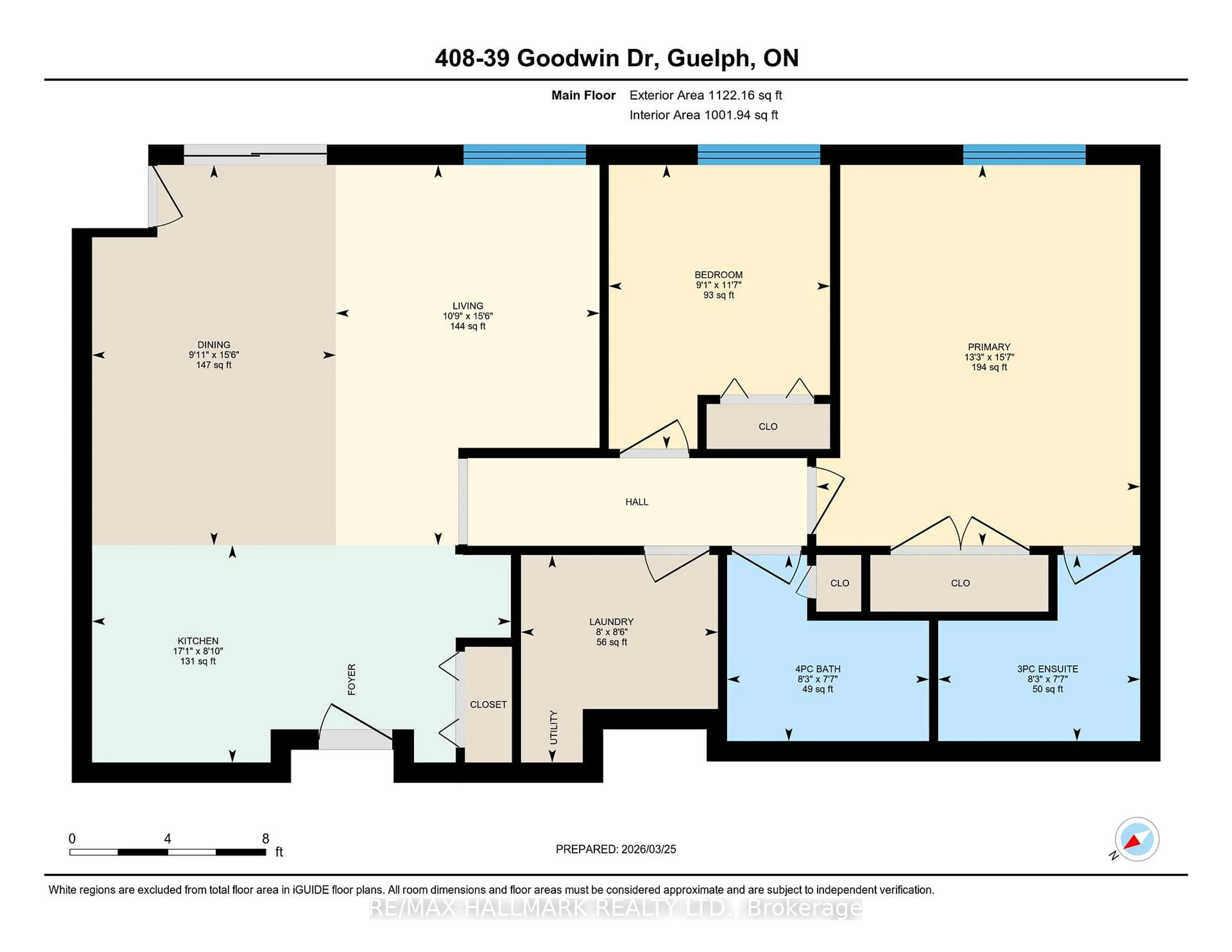 Floor plan for 39 Goodwin Dr #408, Guelph Ontario N1L 0E5