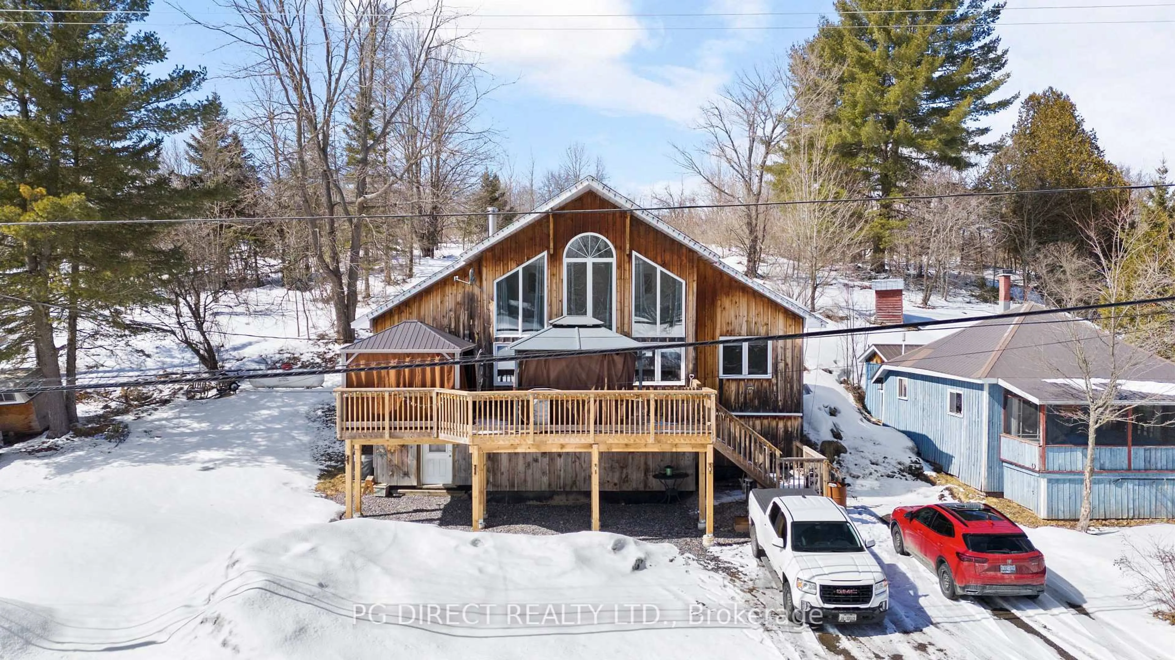 A pic from outside/outdoor area/front of a property/back of a property/a pic from drone, water/lake/river/ocean view for 2242 Hwy 124 Highway, Whitestone Ontario P0A 1G0