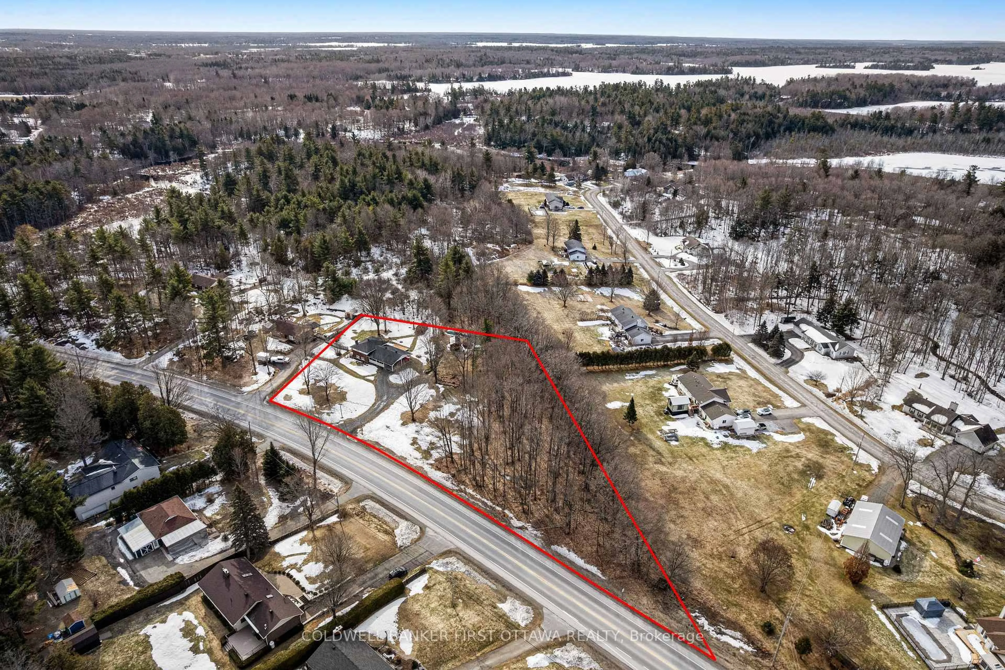 A pic from outside/outdoor area/front of a property/back of a property/a pic from drone, water/lake/river/ocean view for 2421 Rideau Ferry Rd, Perth Ontario K7H 3C7