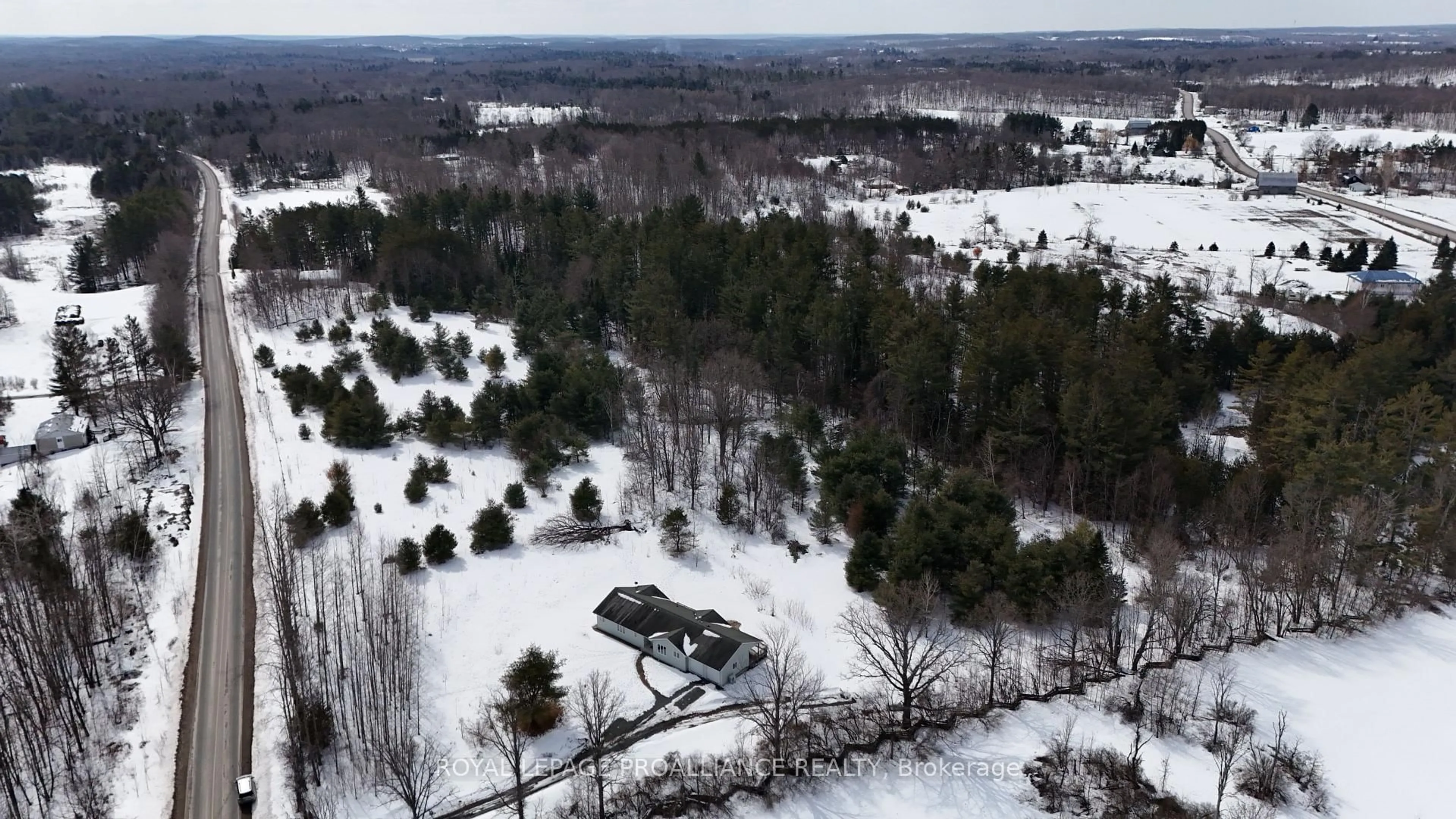 A pic from outside/outdoor area/front of a property/back of a property/a pic from drone, forest/trees view for 1297 Barry Rd, Madoc Ontario K0K 2K0