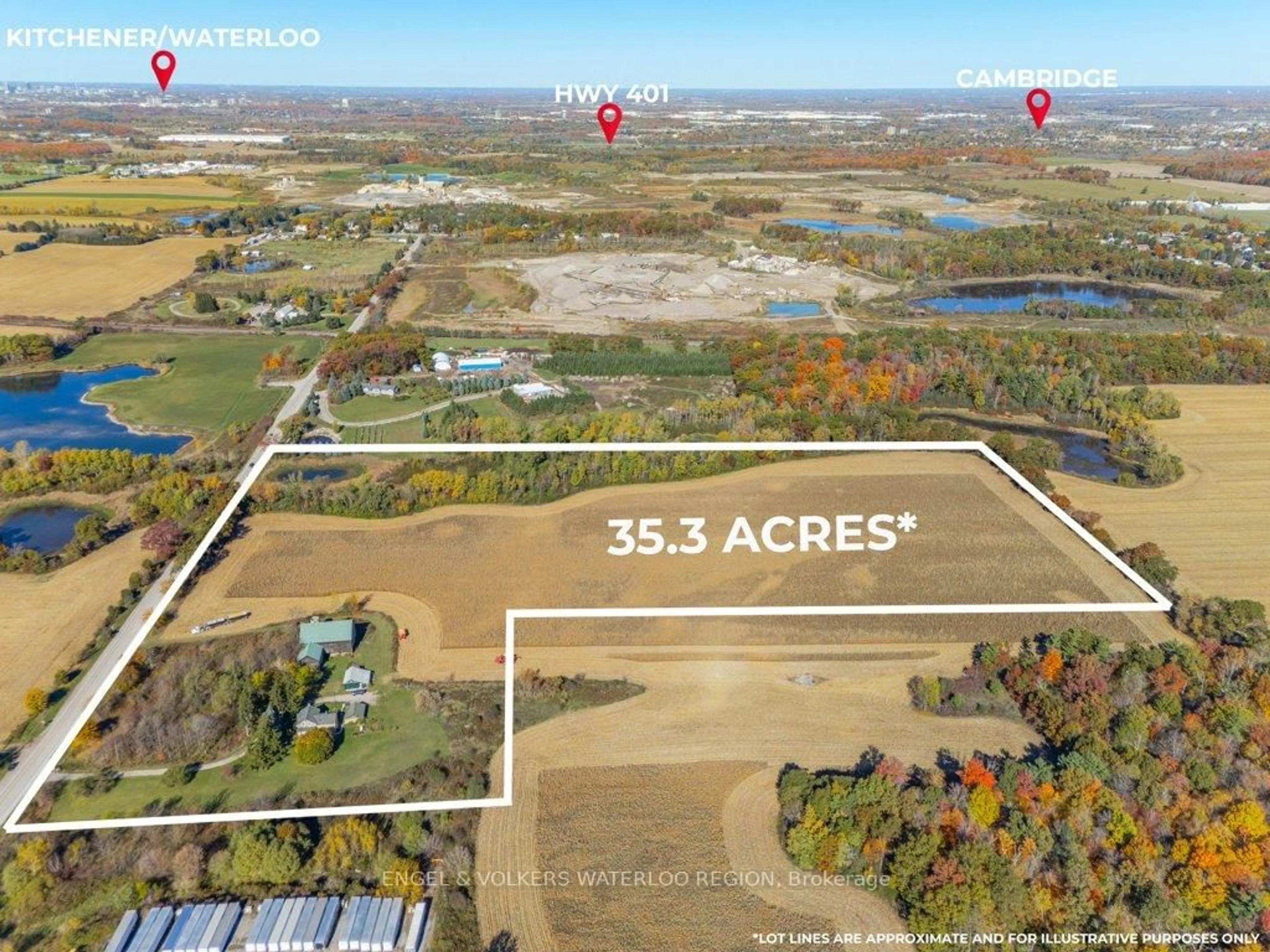 A pic from outside/outdoor area/front of a property/back of a property/a pic from drone, water/lake/river/ocean view for 1373 Edworthy Side Rd, North Dumfries Ontario N1R 5S5