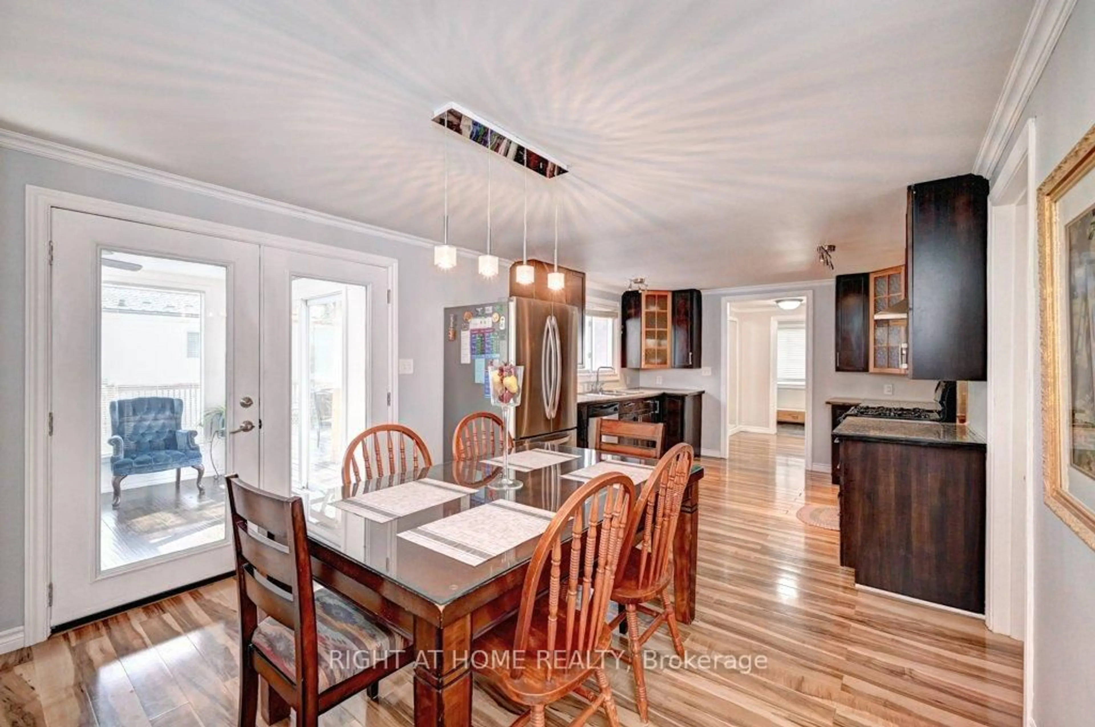 Open concept kitchen, wood/laminate floor for 6 Ferndale Ave, Guelph Ontario N1E 1B4