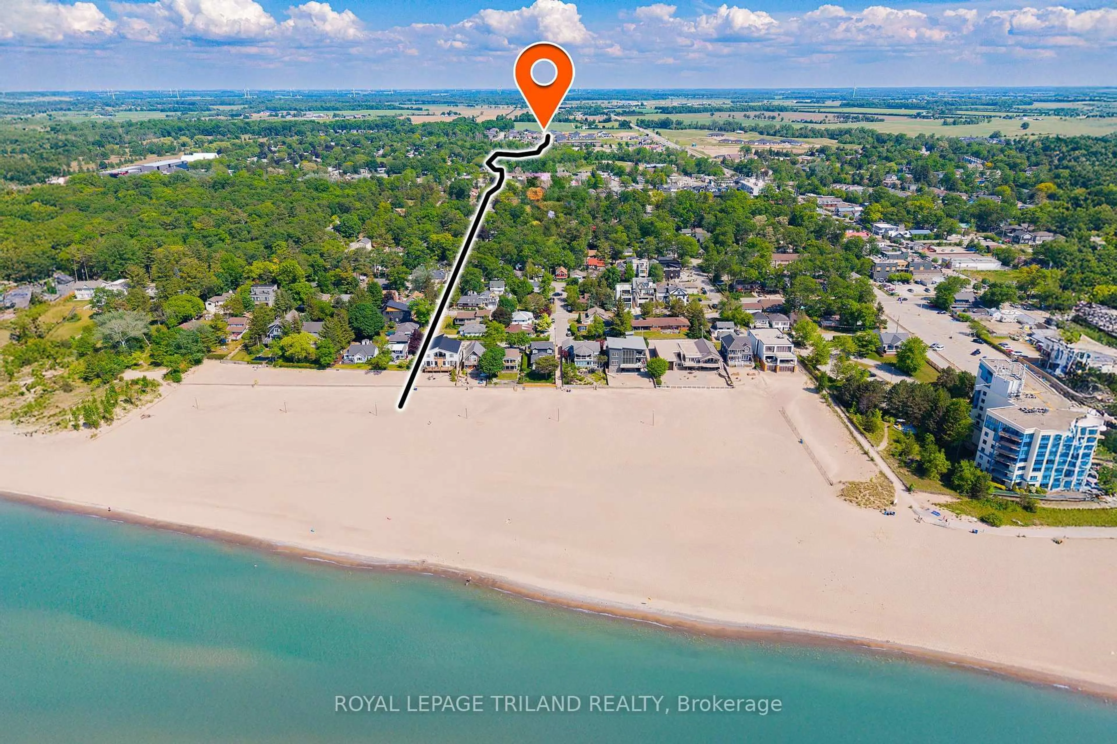 A pic from outside/outdoor area/front of a property/back of a property/a pic from drone, water/lake/river/ocean view for 24 Brooklawn Dr, Lambton Shores Ontario N0M 1T0