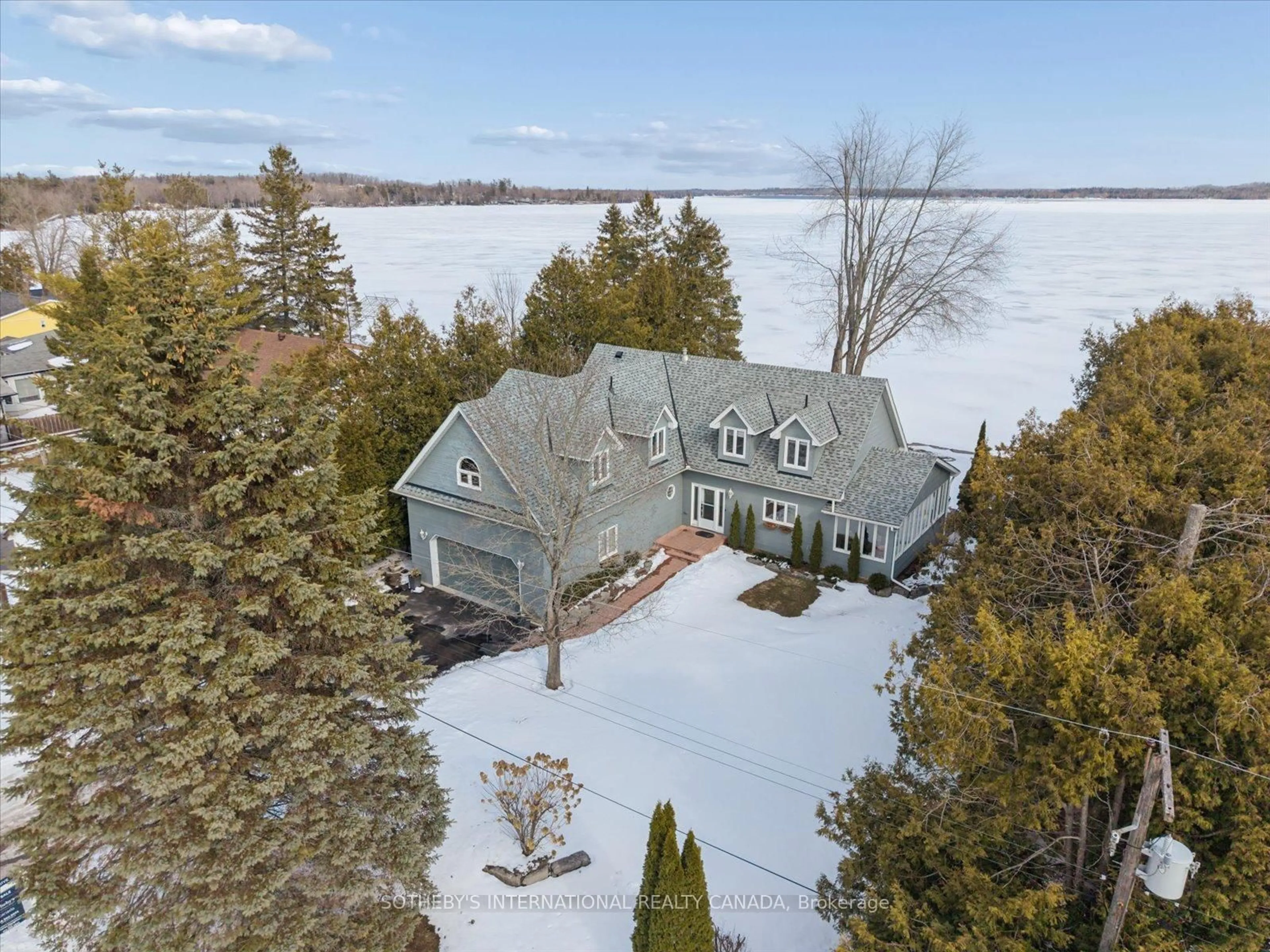 A pic from outside/outdoor area/front of a property/back of a property/a pic from drone, water/lake/river/ocean view for 107 Stinsons Bay Rd, Kawartha Lakes Ontario K0M 1N0