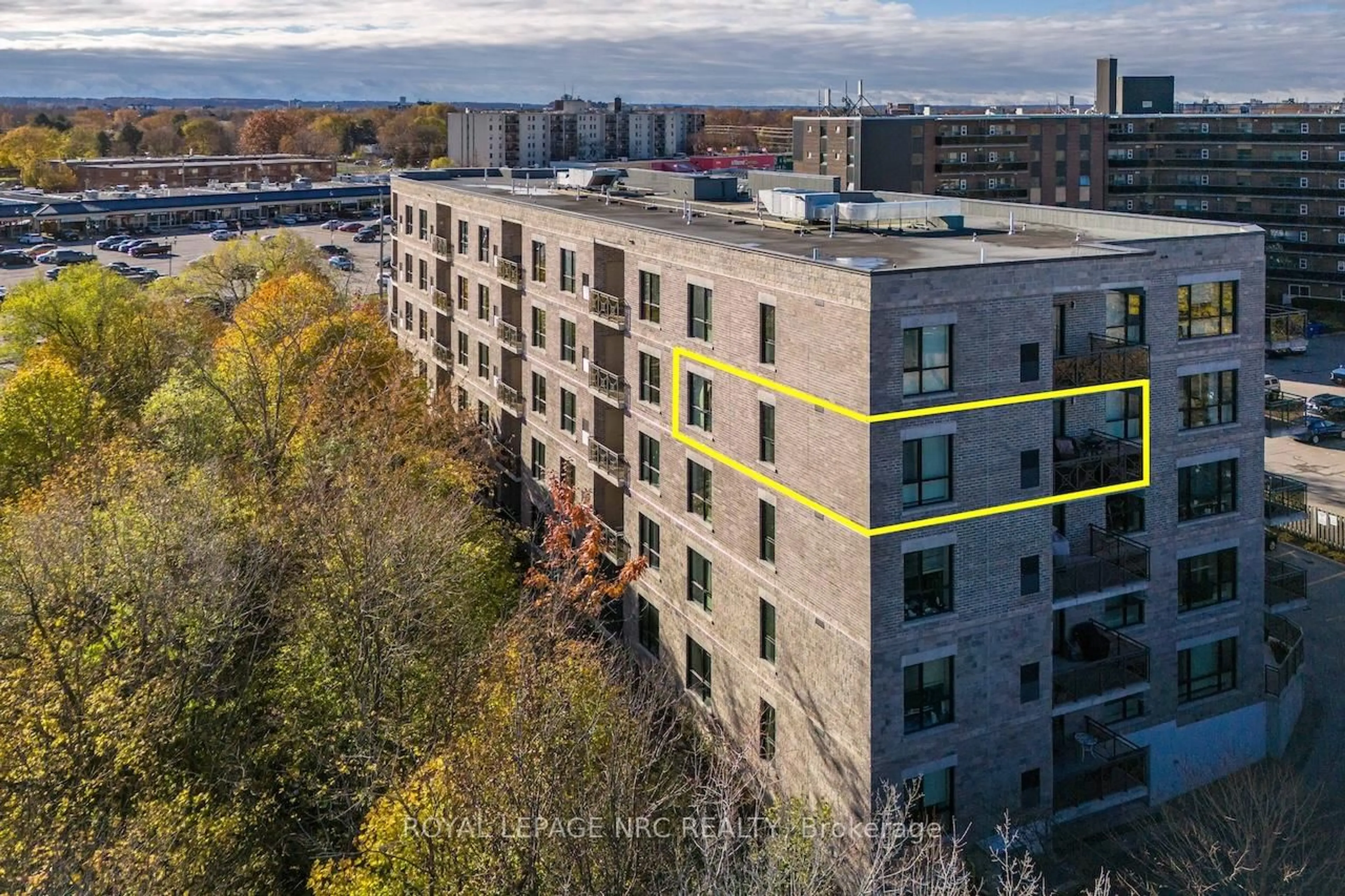 A pic from outside/outdoor area/front of a property/back of a property/a pic from drone, city buildings view from balcony for 379 Scott St #401, St. Catharines Ontario L2M 3W2