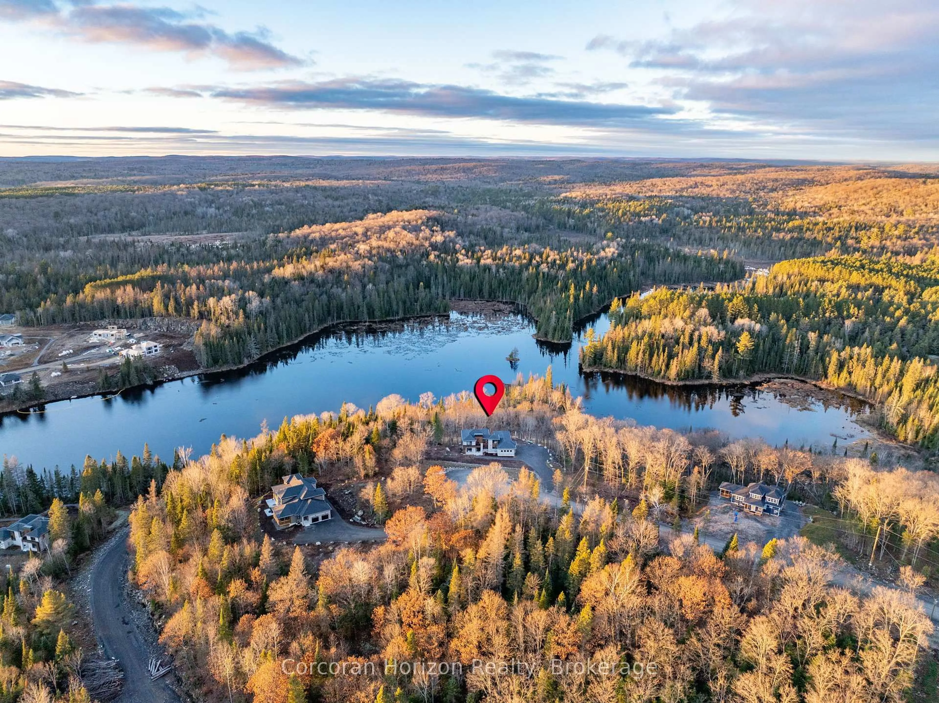 A pic from outside/outdoor area/front of a property/back of a property/a pic from drone, water/lake/river/ocean view for 1008 Napier Crt, Lake of Bays Ontario P1H 0K1