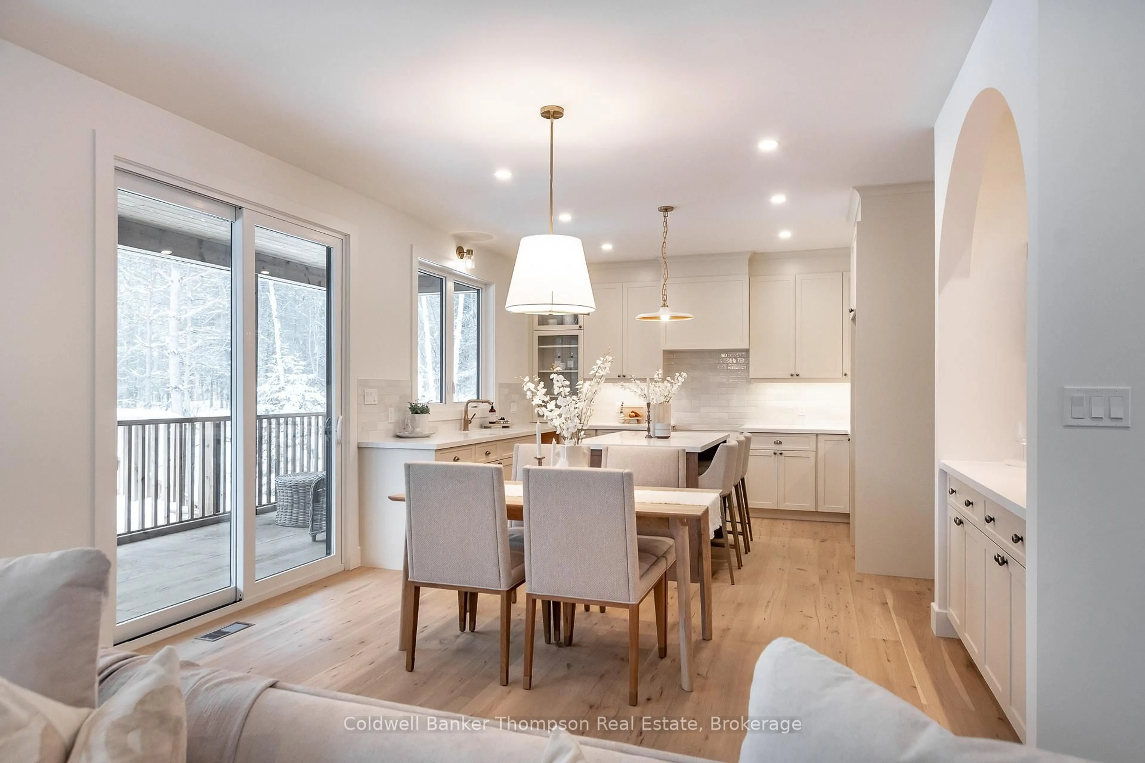 Open concept kitchen, wood/laminate floor for 43 Bethune Rd, Huntsville Ontario P1H 2J2