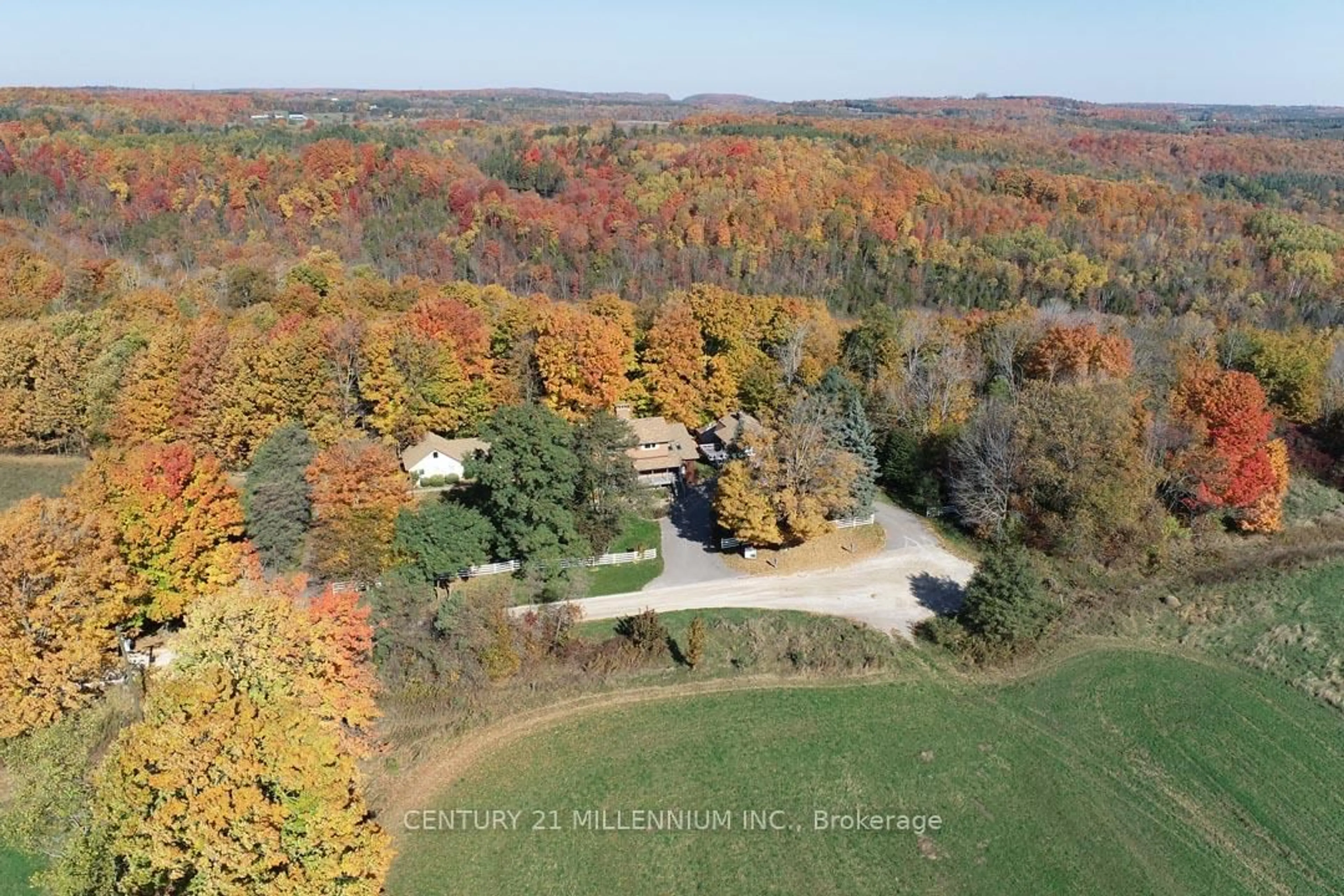 A pic from outside/outdoor area/front of a property/back of a property/a pic from drone, forest/trees view for 287199 10 Sideroad, Mono Ontario L9W 6P9