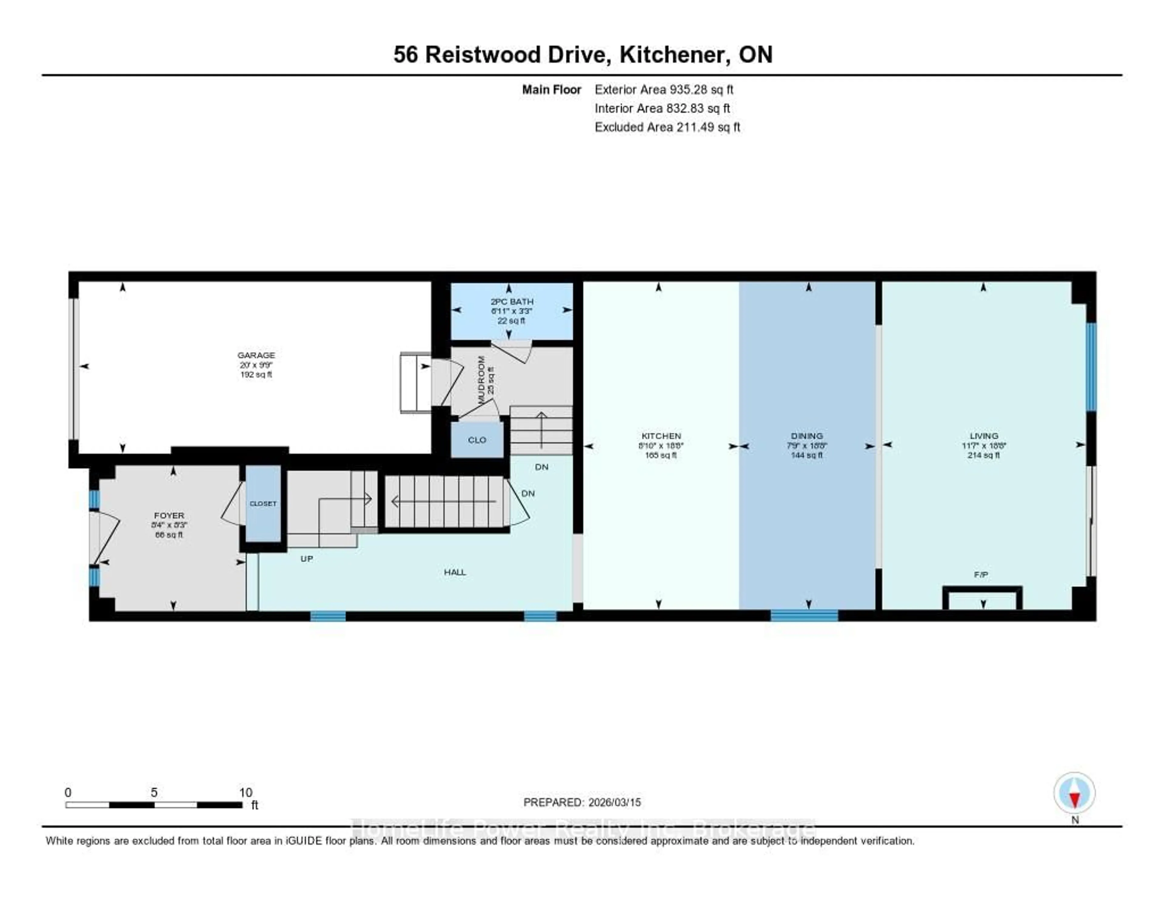 Floor plan for 56 Reistwood Dr, Kitchener Ontario N2R 0N8