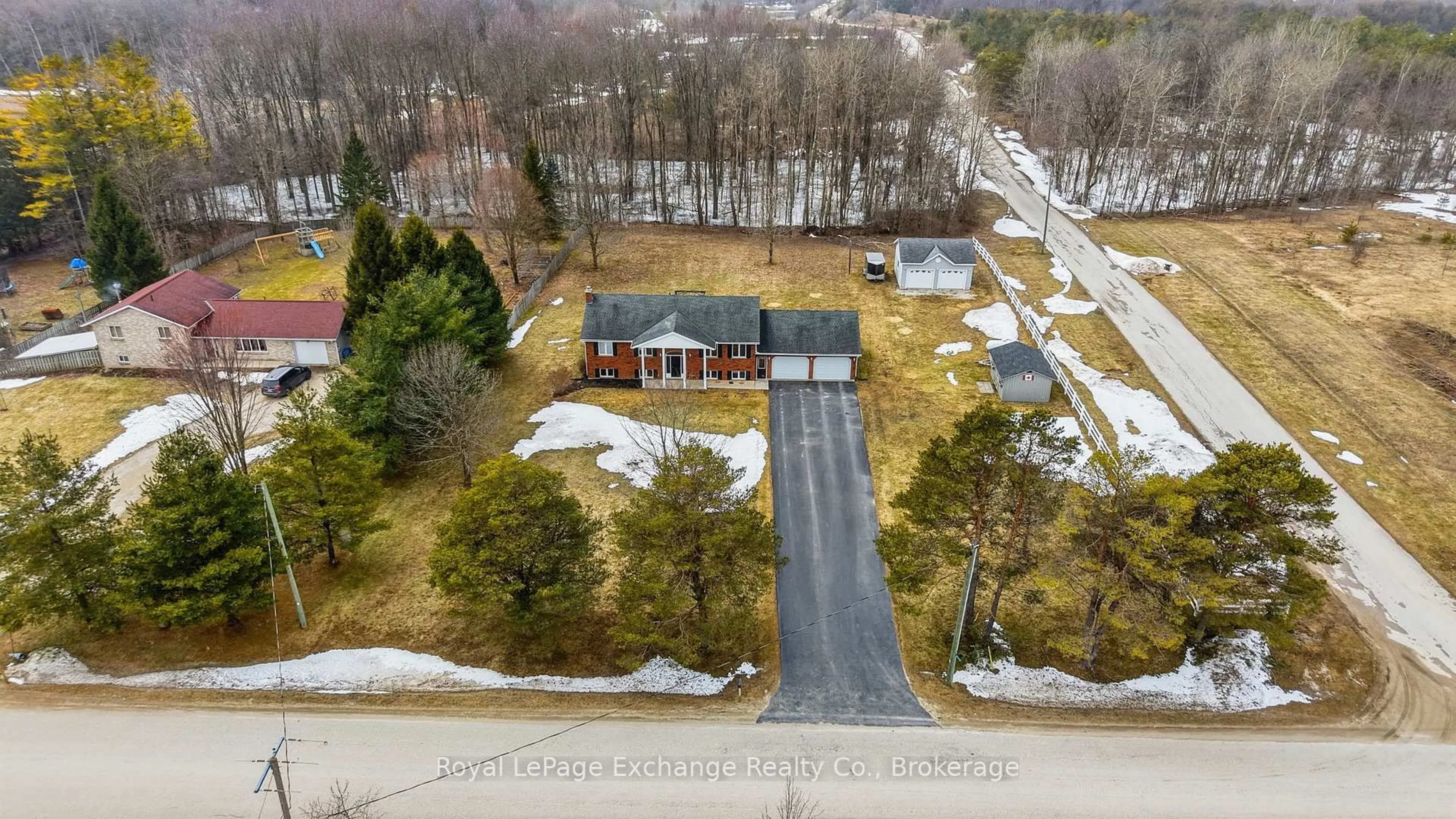 A pic from outside/outdoor area/front of a property/back of a property/a pic from drone, street for 393460 2 Concession, West Grey Ontario N0G 1R0