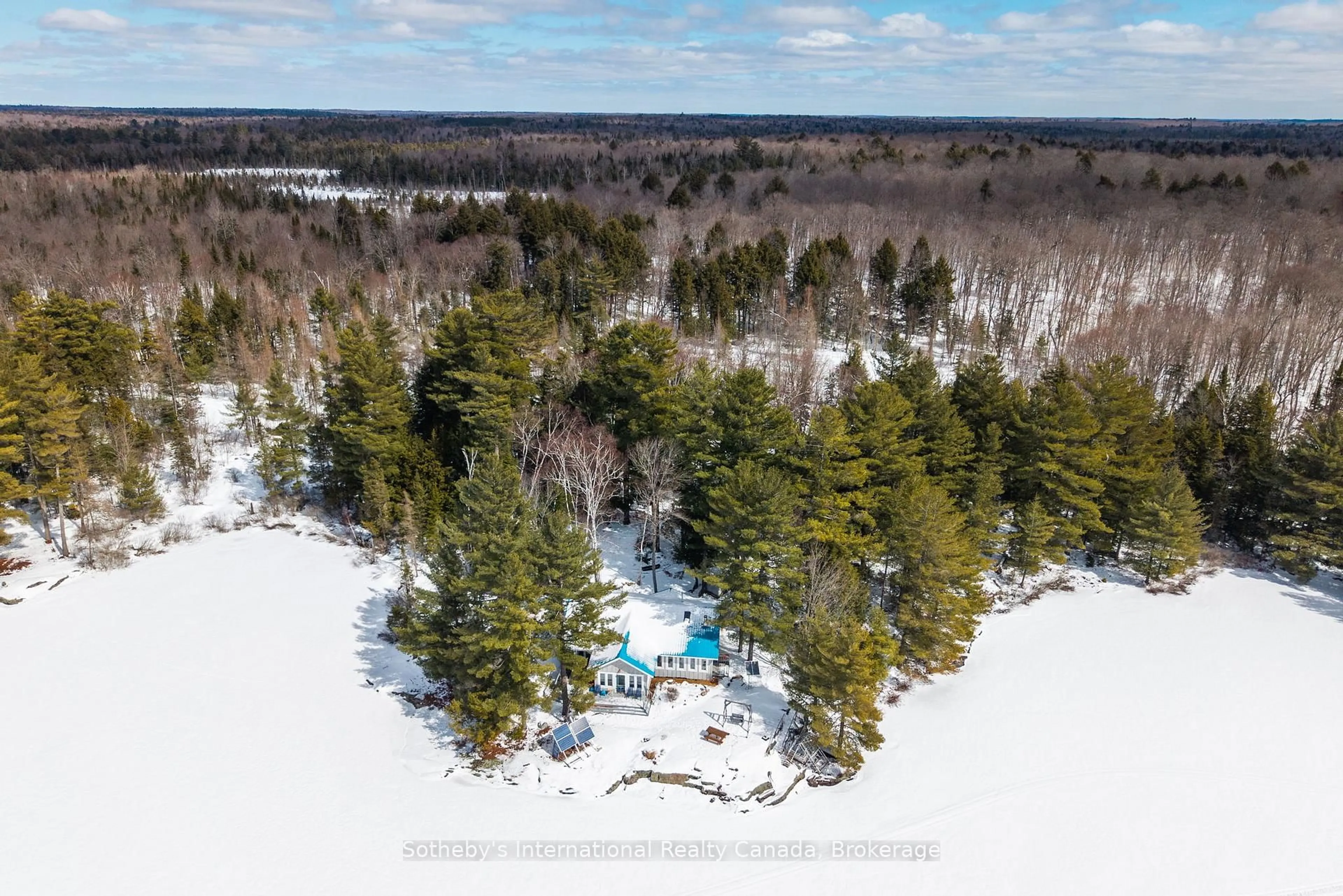 A pic from outside/outdoor area/front of a property/back of a property/a pic from drone, forest/trees view for 3301B Axe Lake Rd, McMurrich/Monteith Ontario P0A 1Y0