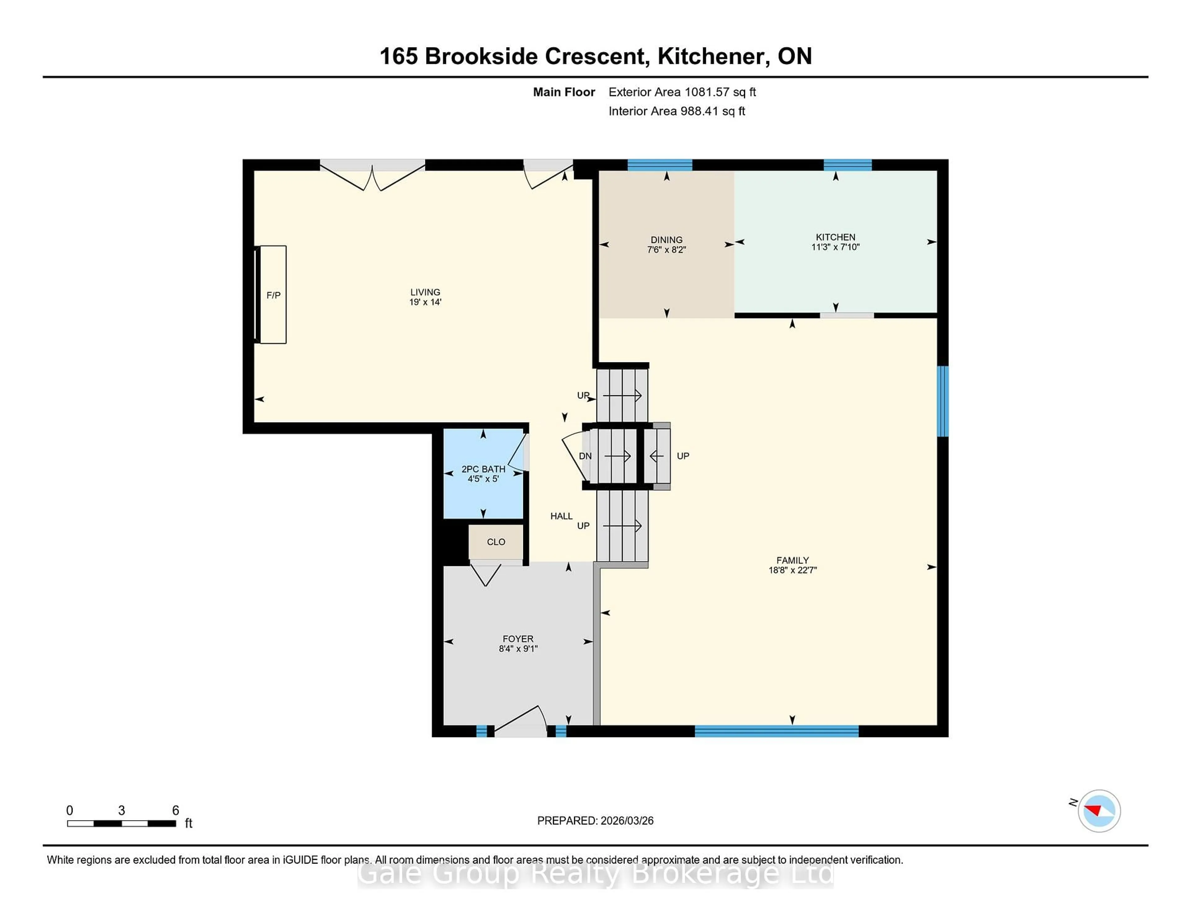 Floor plan for 165 Brookside Cres, Kitchener Ontario N2N 1G9