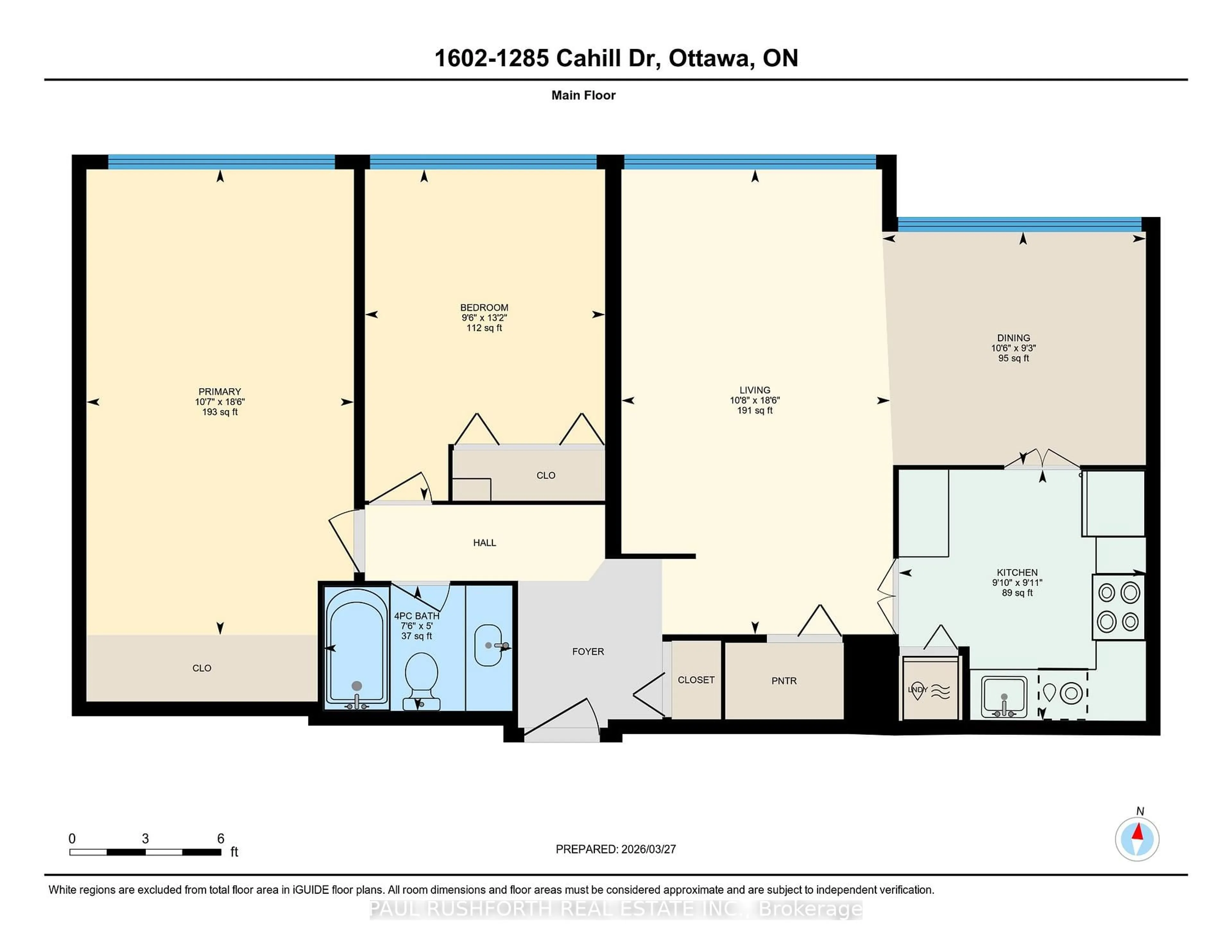 Floor plan for 1285 Cahill Dr #1602, Ottawa Ontario K1V 9A7