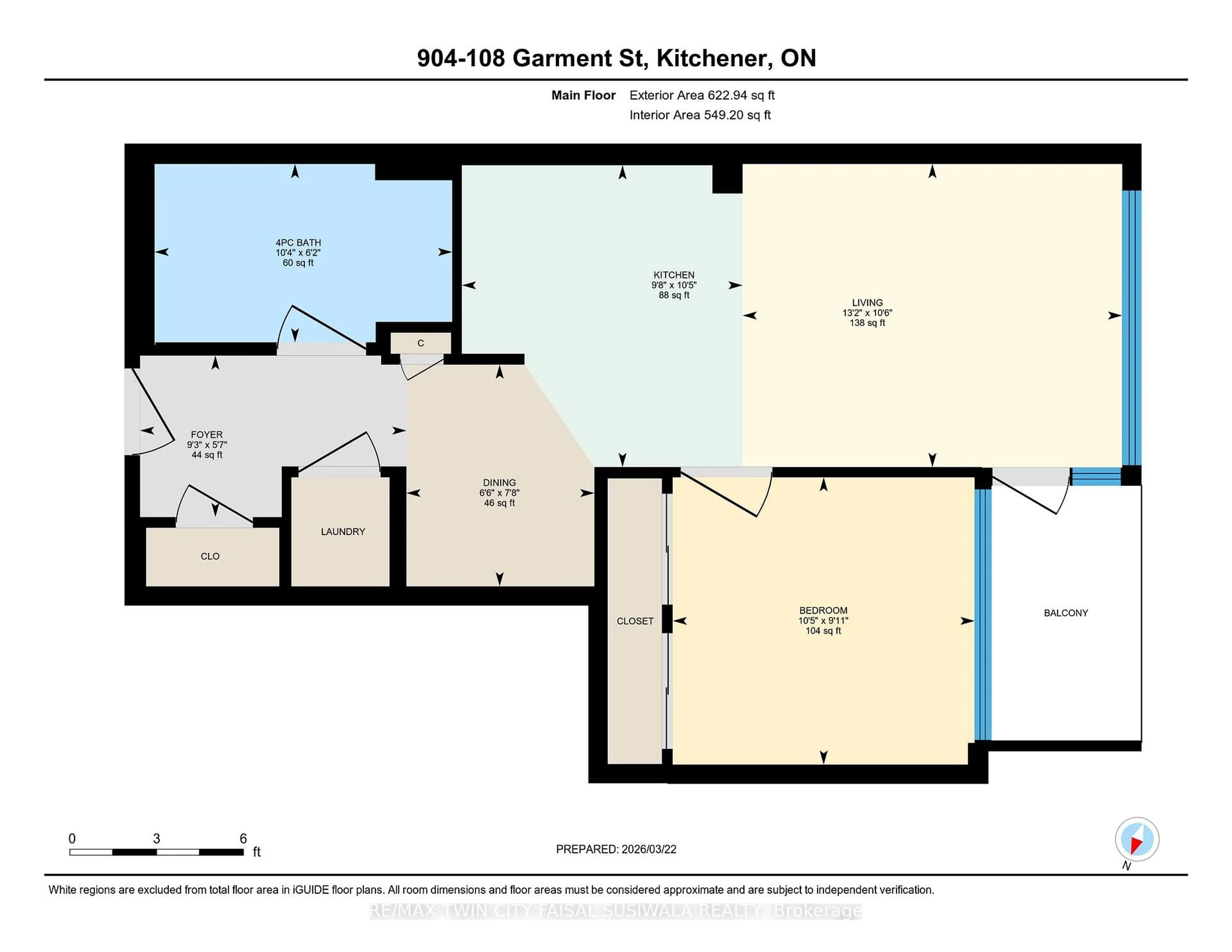 Floor plan for 108 Garment St #904, Kitchener Ontario N2G 0E2