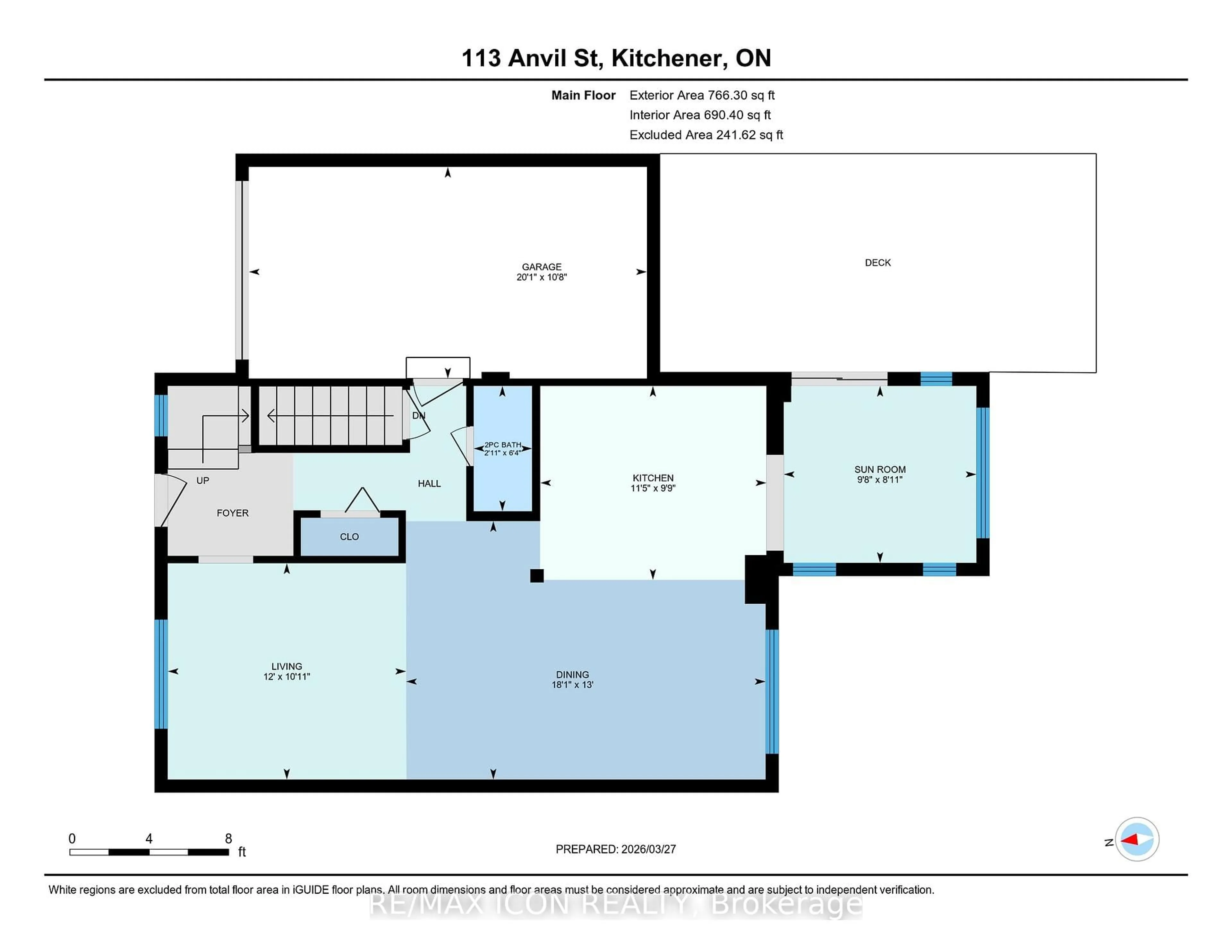 Floor plan for 113 Anvil St, Kitchener Ontario N2P 1Y1