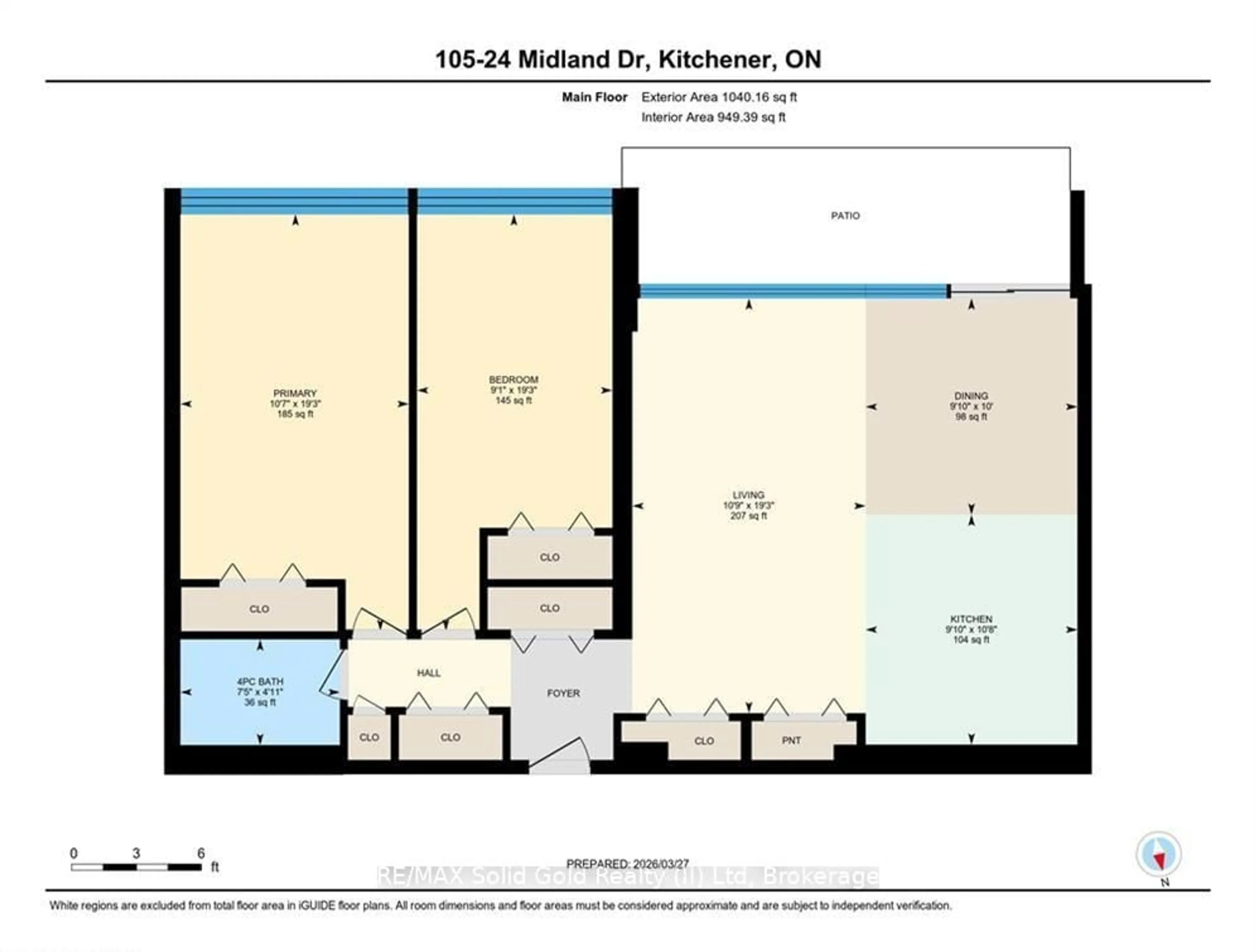 Floor plan for 24 Midland Dr #105, Kitchener Ontario N2A 2A8